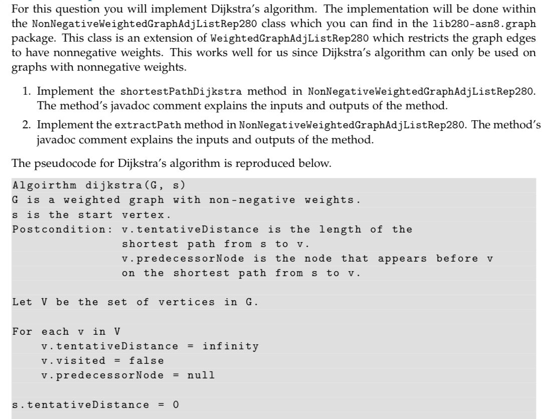 Solved Java. This Is Dijkstra's Algorithm Problem In JAVA...