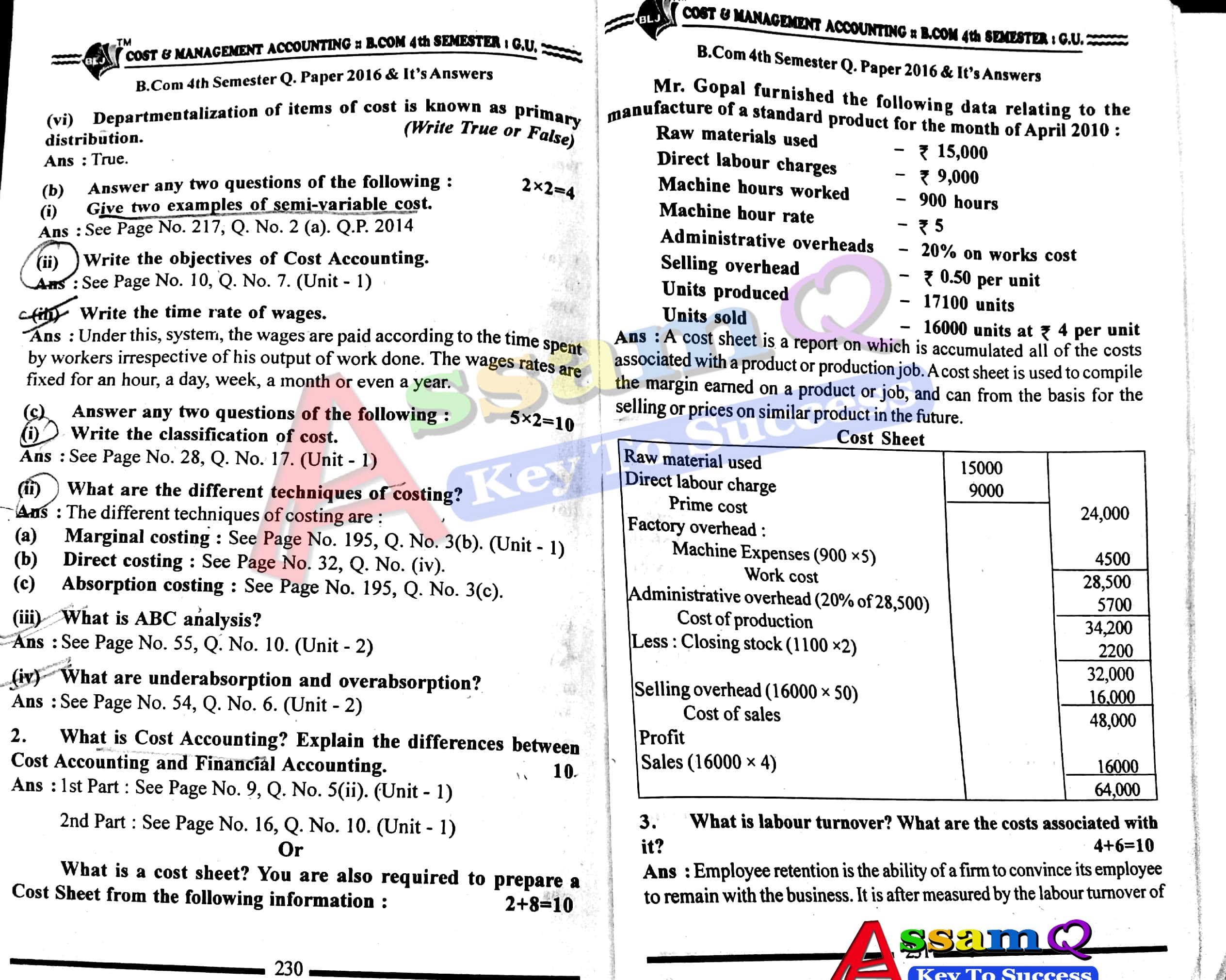 Gauhati University B.Com Question Papers (CBCS & NON CBCS)