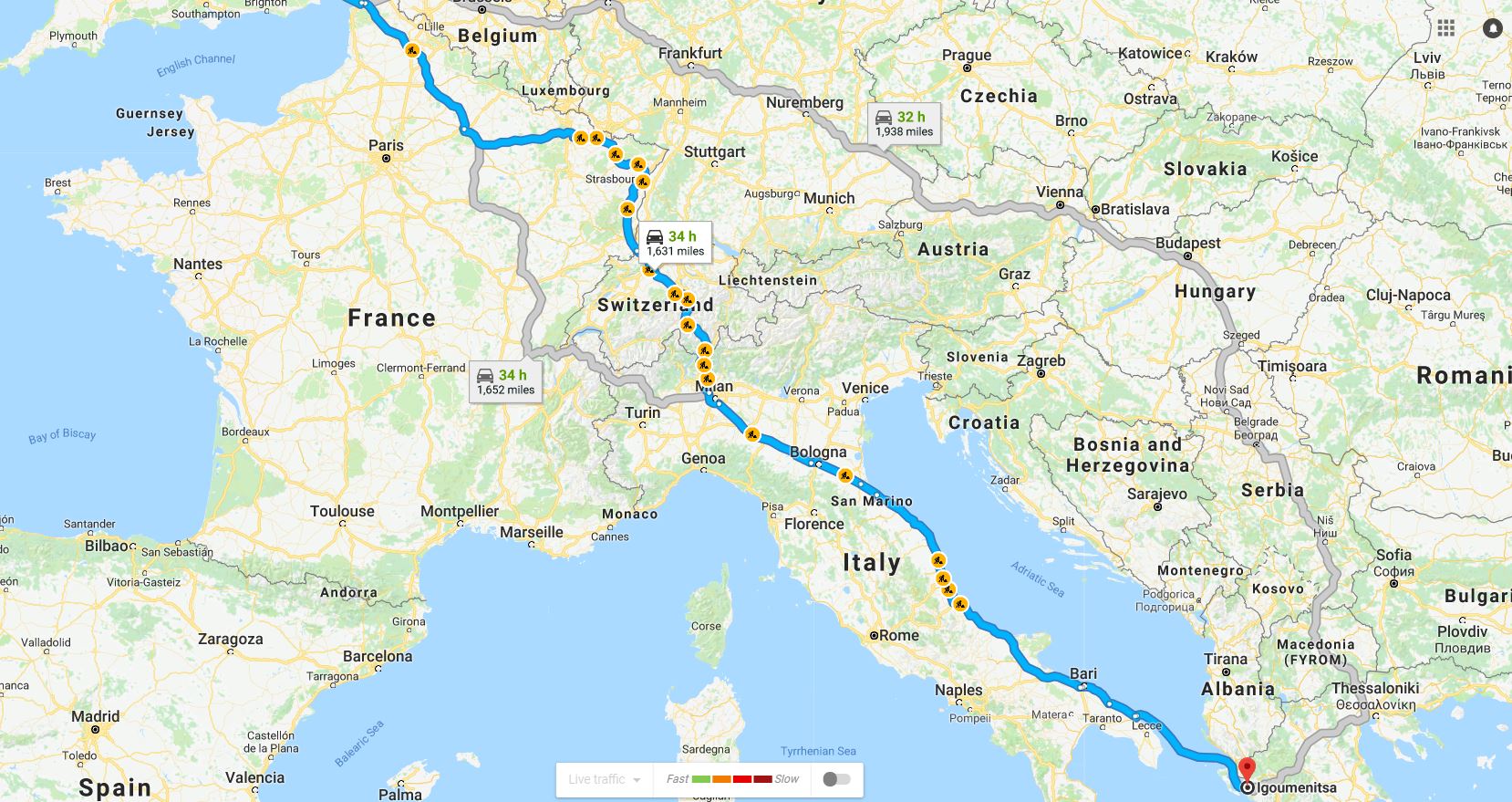 Road trip through France, Italy, Switzerland and Greece. Any advice