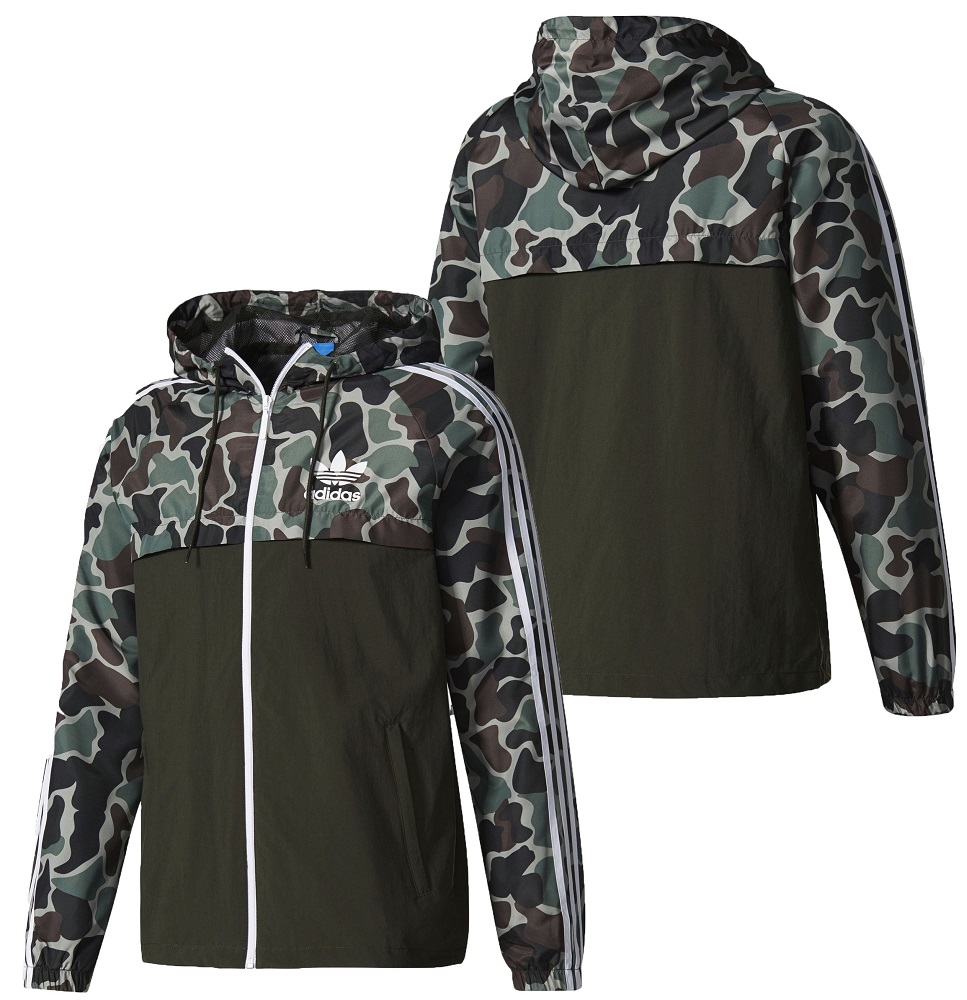 New Adidas Camo Rev Windbreaker Camouflage Jacket Multicolor Hoodie