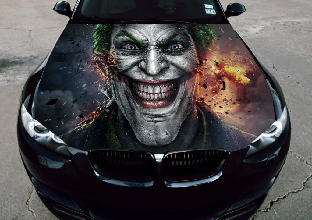 Vinyl Car Hood Wrap Full Color Graphics Decal The Joker Villain Arkham Sticker eBay