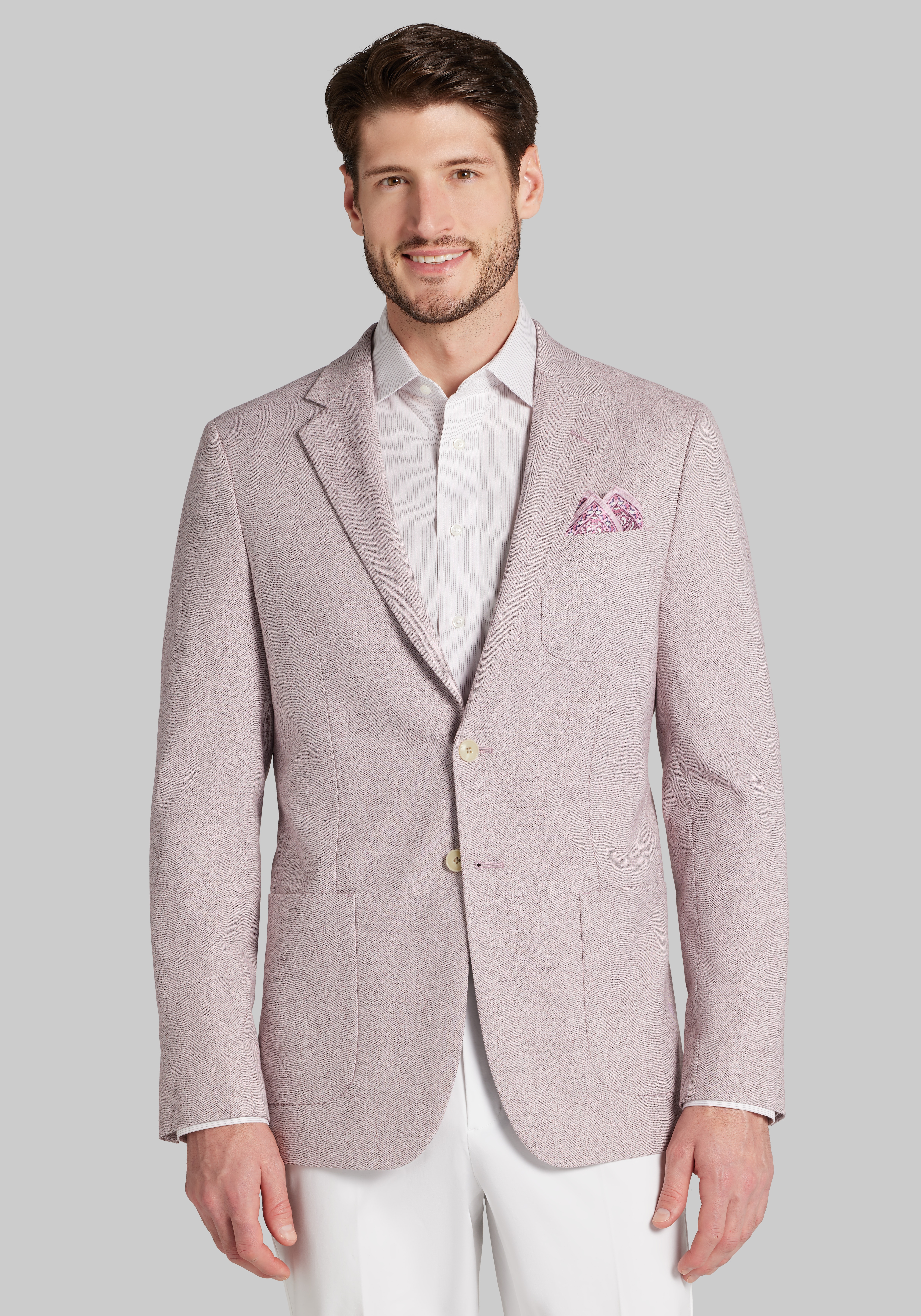 Jos. A. Bank Men’s Slim Fit Comfort Stretch Linen Blend Herringbone Sportcoat: 