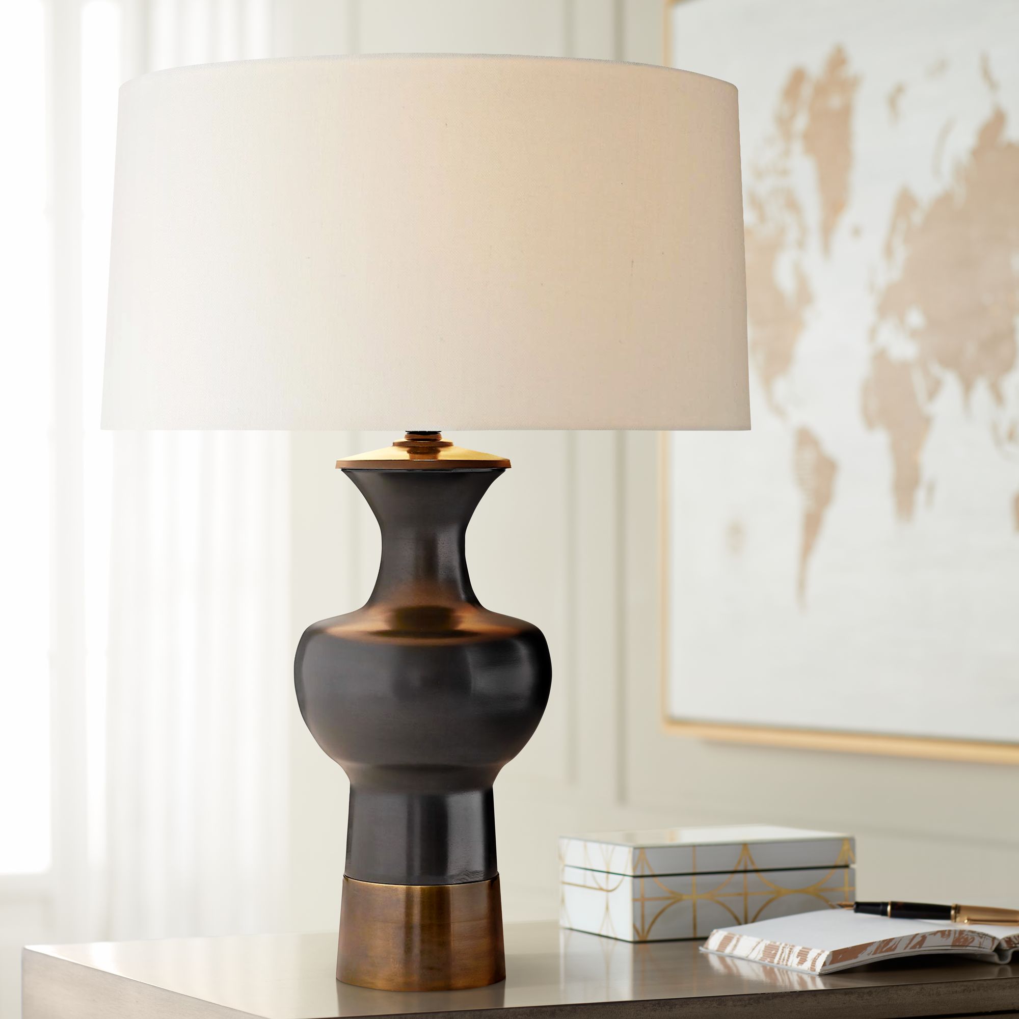 Black, Arteriors Home, Living Family Room, Table Lamps