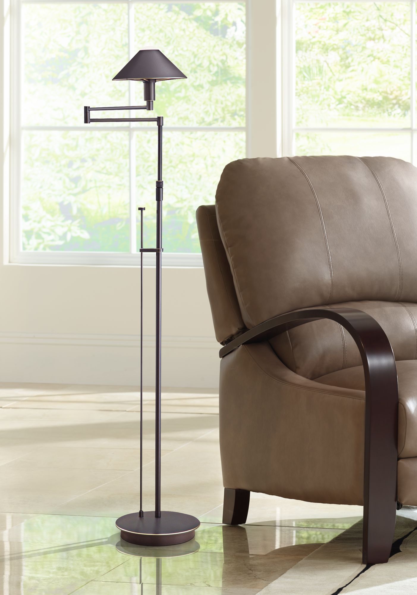 Holtkoetter Bronze Metal Shade Swing Arm Floor Lamp 07480 Lamps Plus