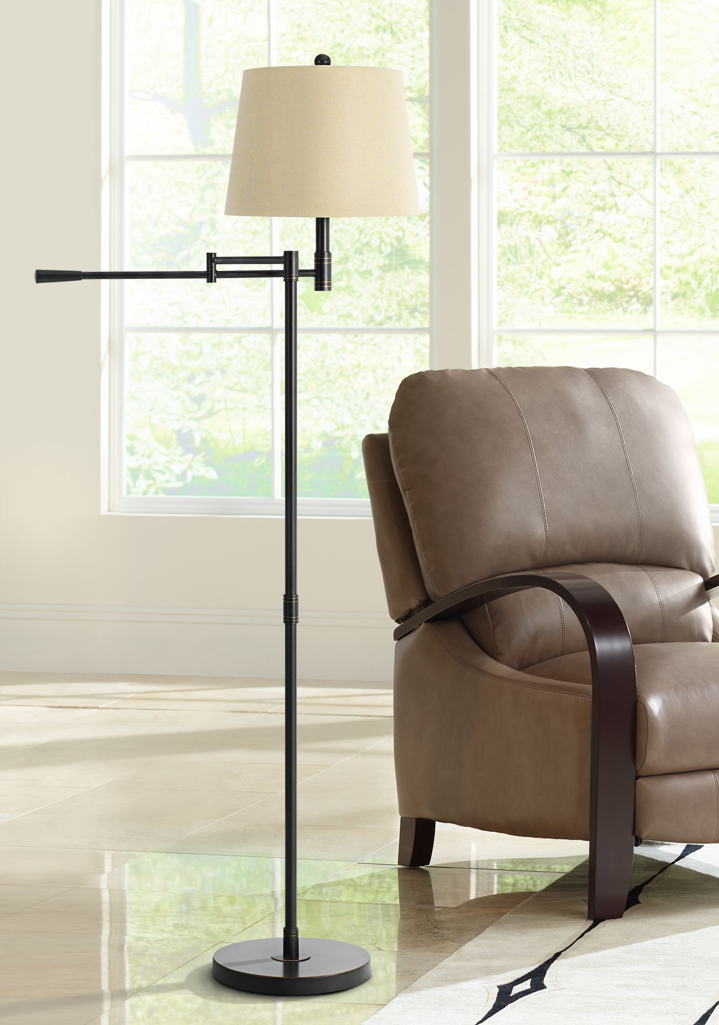 Monticello Oil Rubbed Bronze Linear Swing Arm Floor Lamp 10T89
