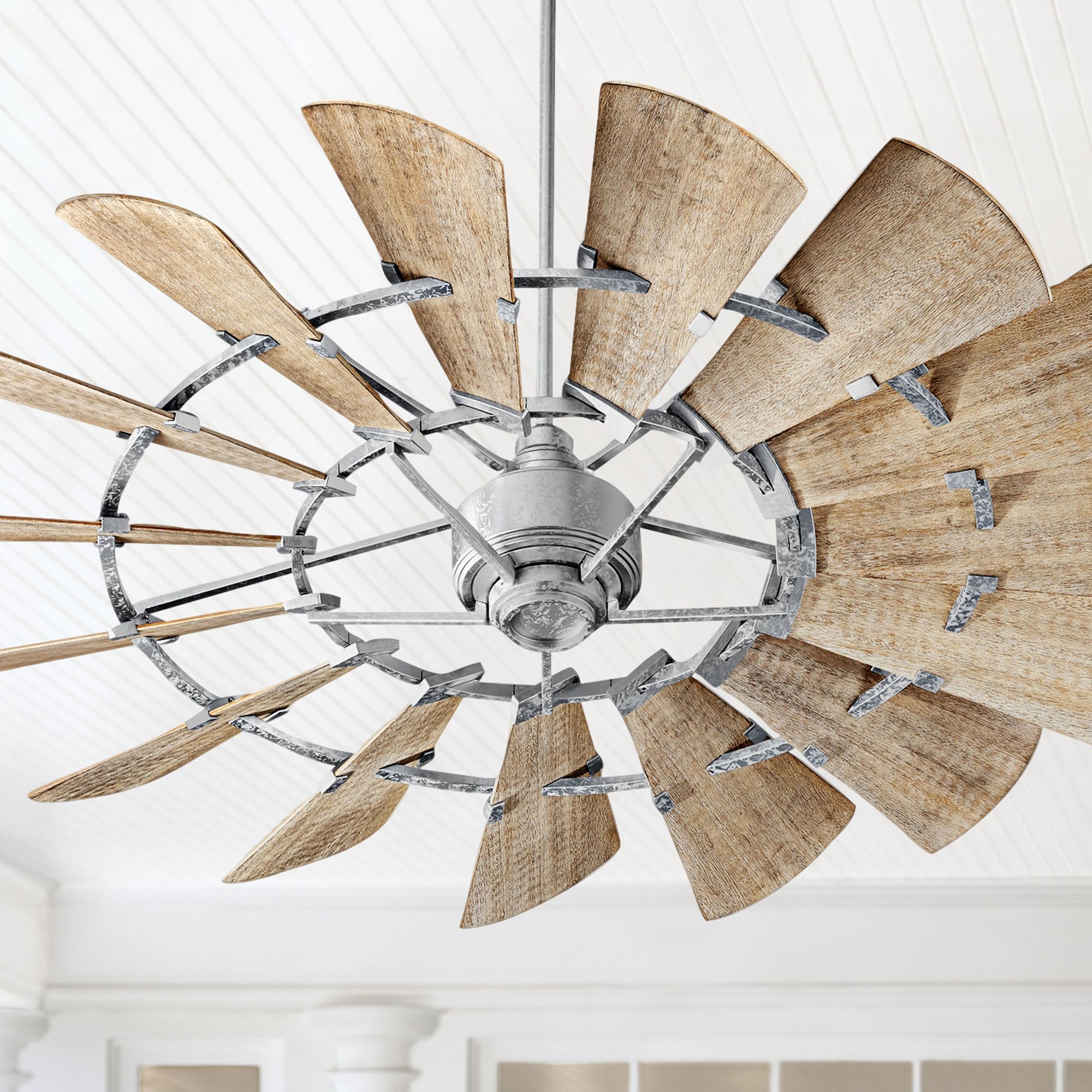 60" Quorum Windmill Galvanized DampRated Ceiling Fan 11F46 Lamps Plus