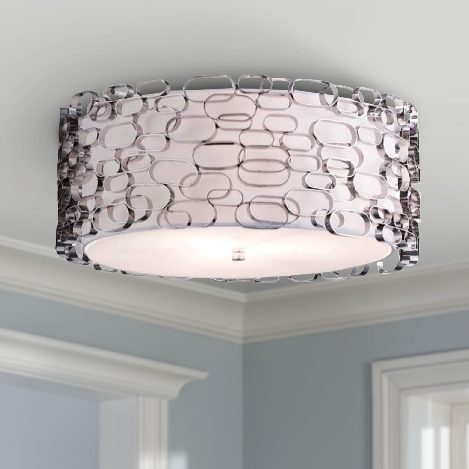 Avenue Ventura Blvd. 16" Wide Polished Nickel Ceiling Light 11Y55