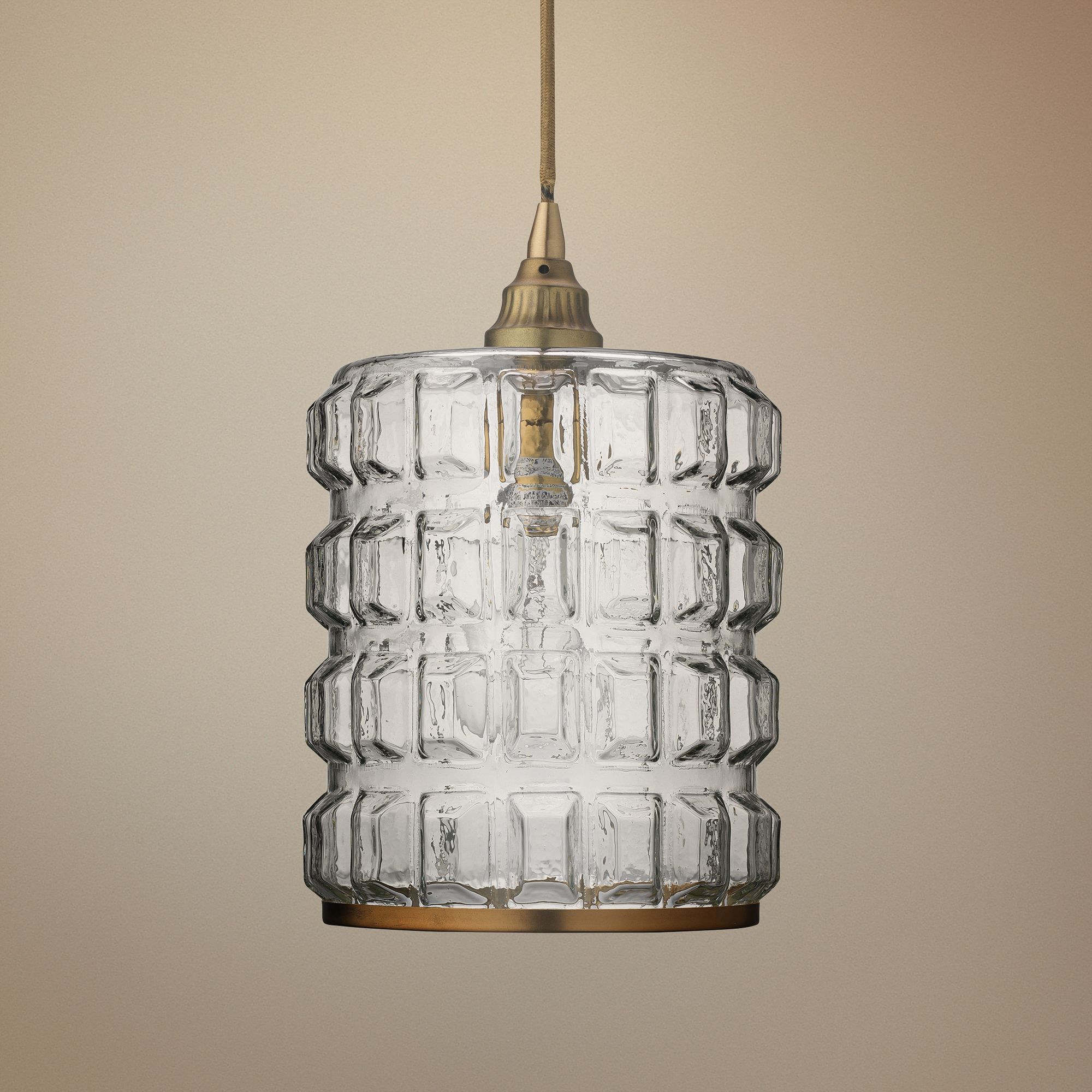 Madison 8 1/2" Wide Clear Glass with Brass Mini Pendant 12V71