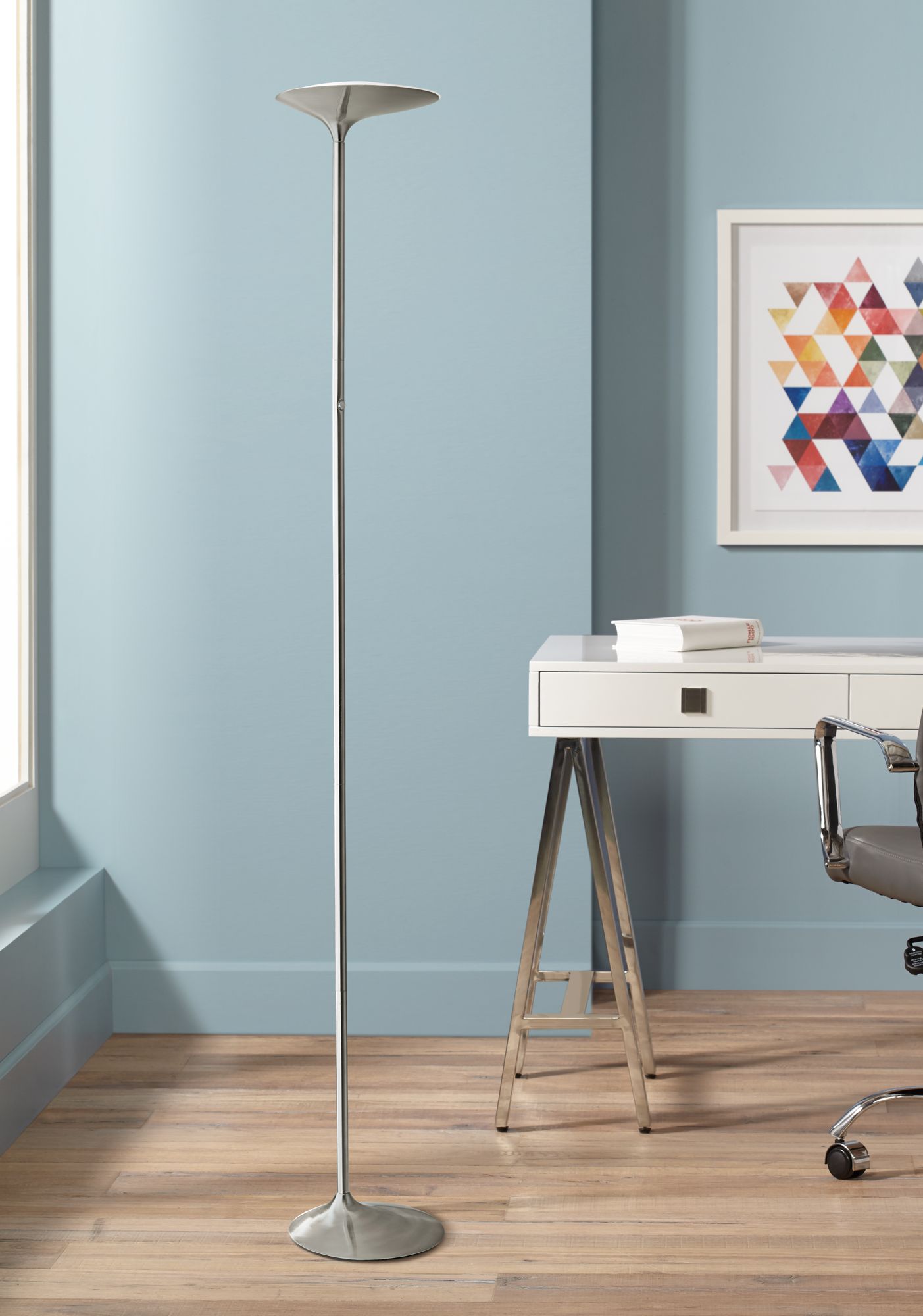 Kepler Brushed Nickel LED Torchiere Floor Lamp 13A48 Lamps Plus