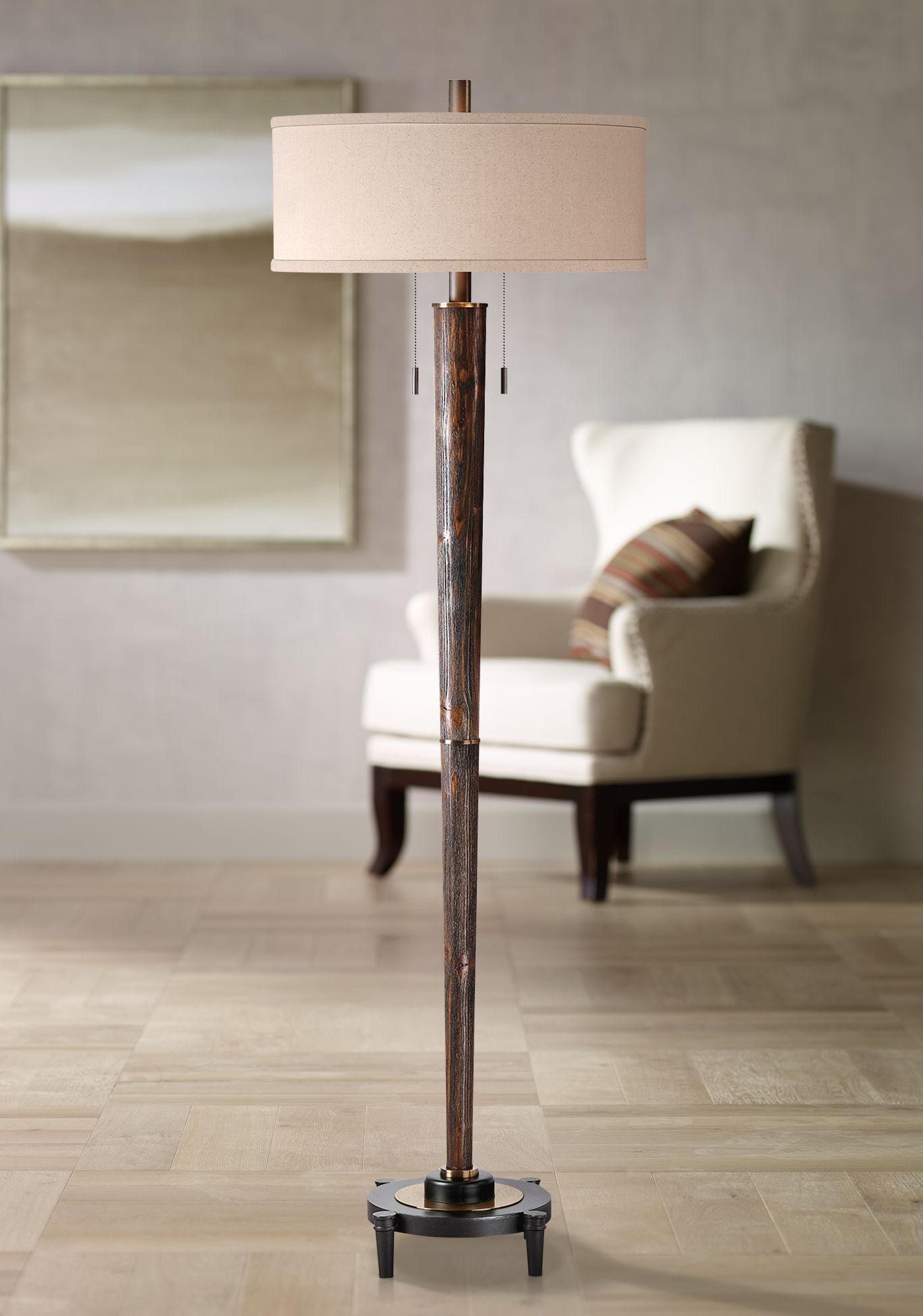 Uttermost Rhett Burnished Oak 2Light Hardwood Floor Lamp 13W93