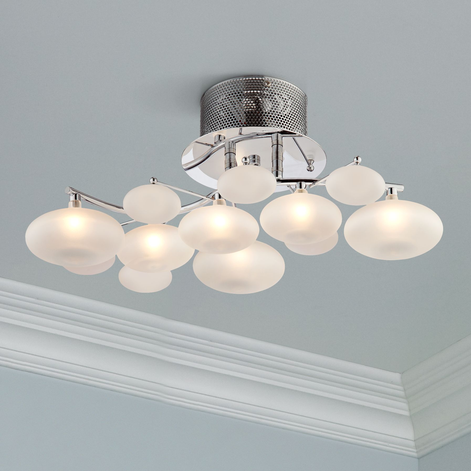 Possini Euro Lilypad 19 1/4" Wide Etched Glass Ceiling Light 15453