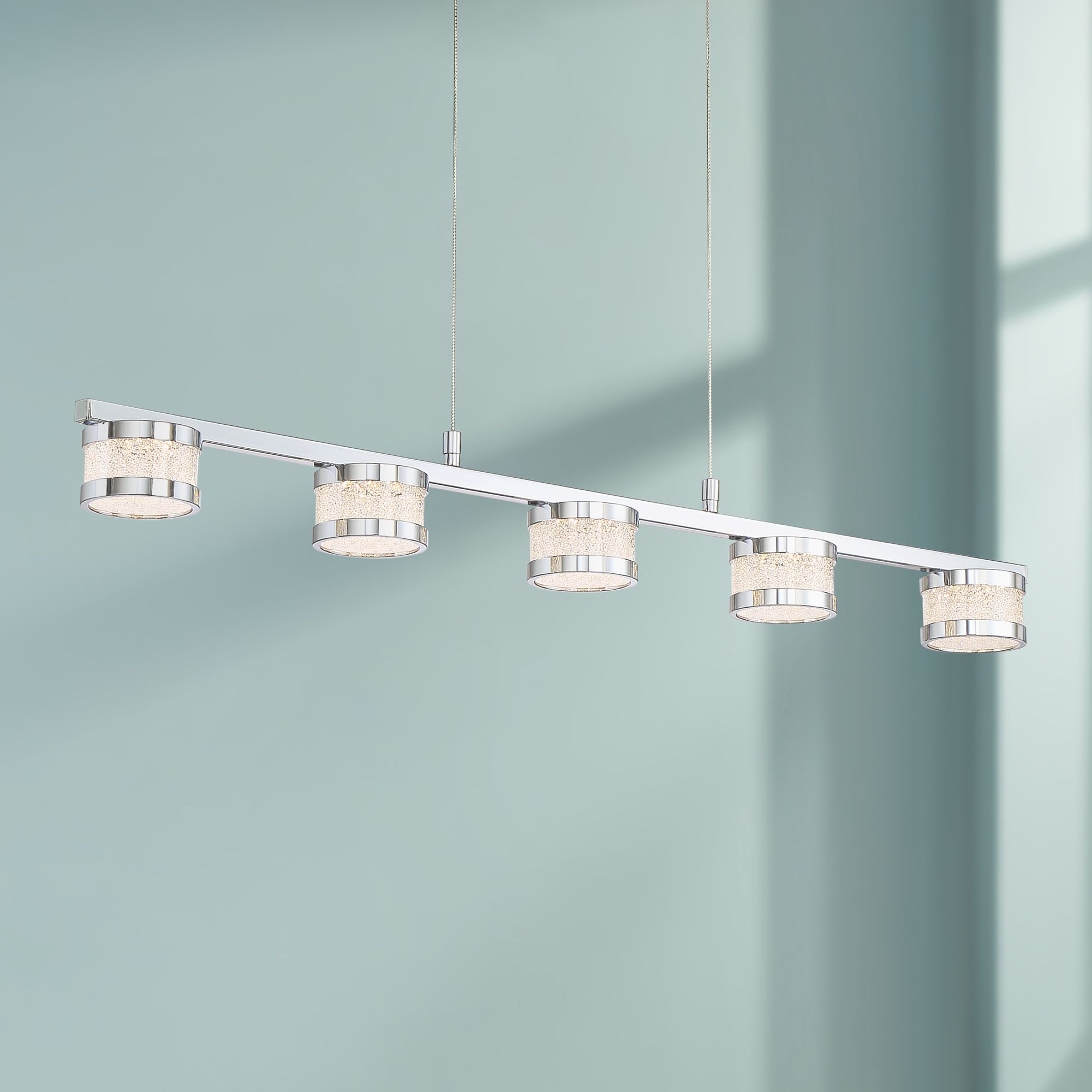 Possini Euro Liv 35 1/2" Wide Chrome 5LED Island Pendant 15E31