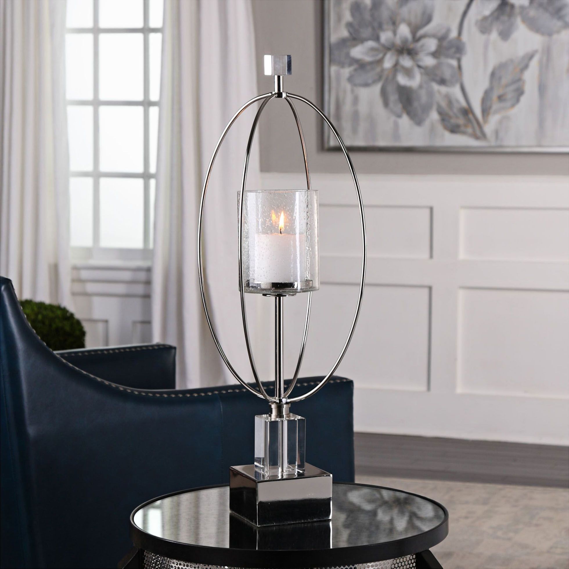 Uttermost Tamra Polished Silver Pillar Candle Holder 15F79 Lamps Plus