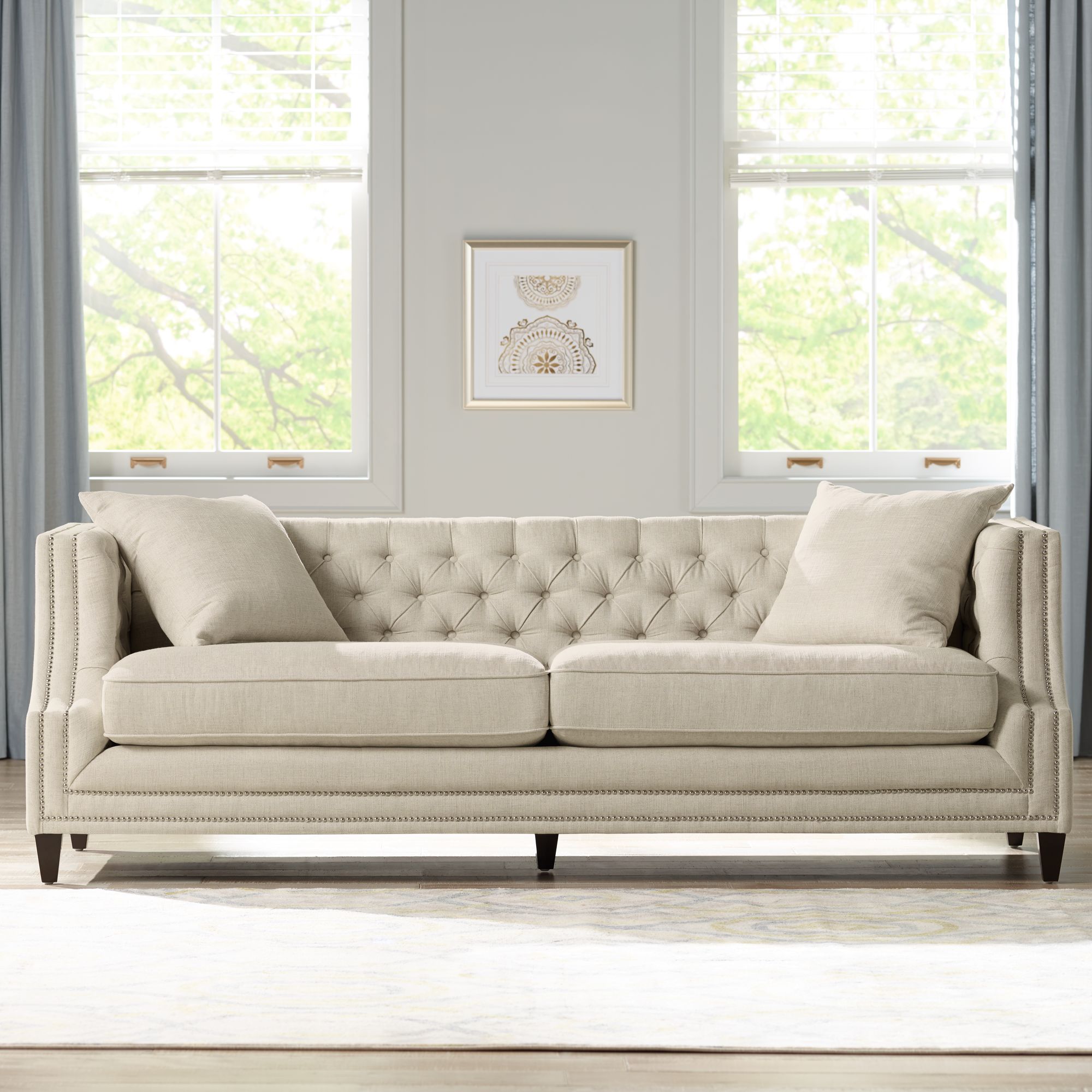 Gray Linen Tufted Sofa Awesome Home