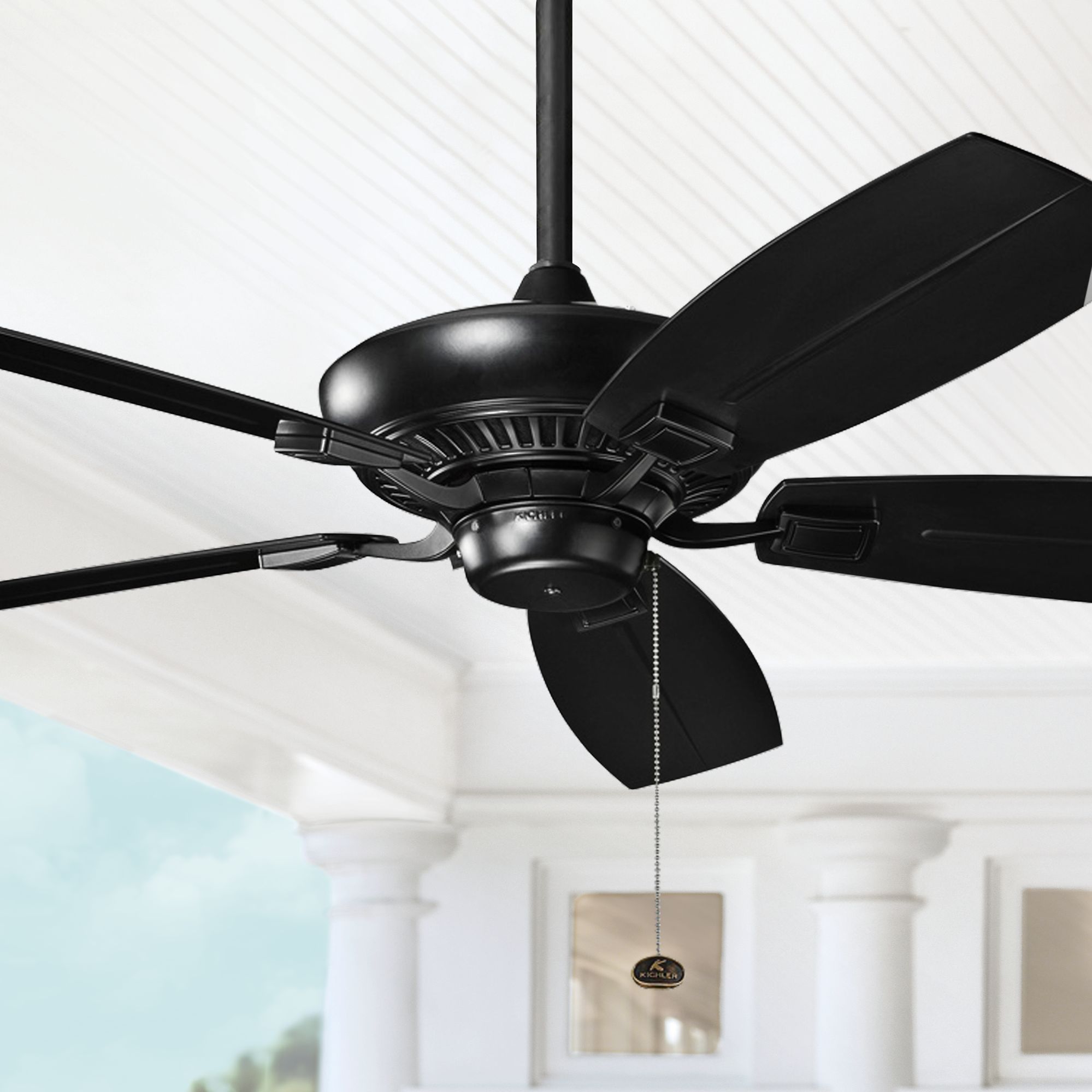52" Canfield Patio Wet Satin Black Ceiling Fan 17V20 Lamps Plus