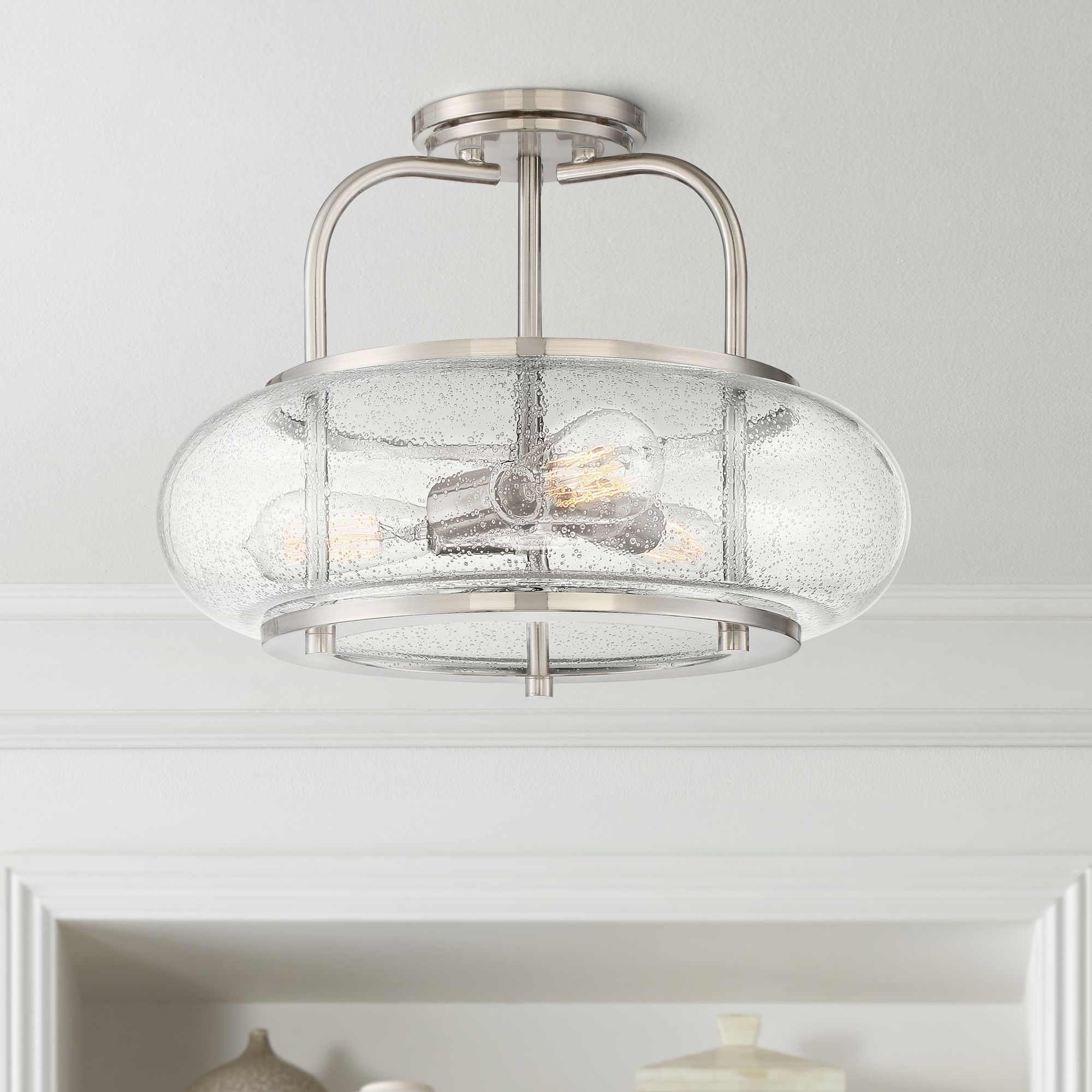 Quoizel Trilogy 16" Wide Brushed Nickel Ceiling Light 18D20 Lamps Plus