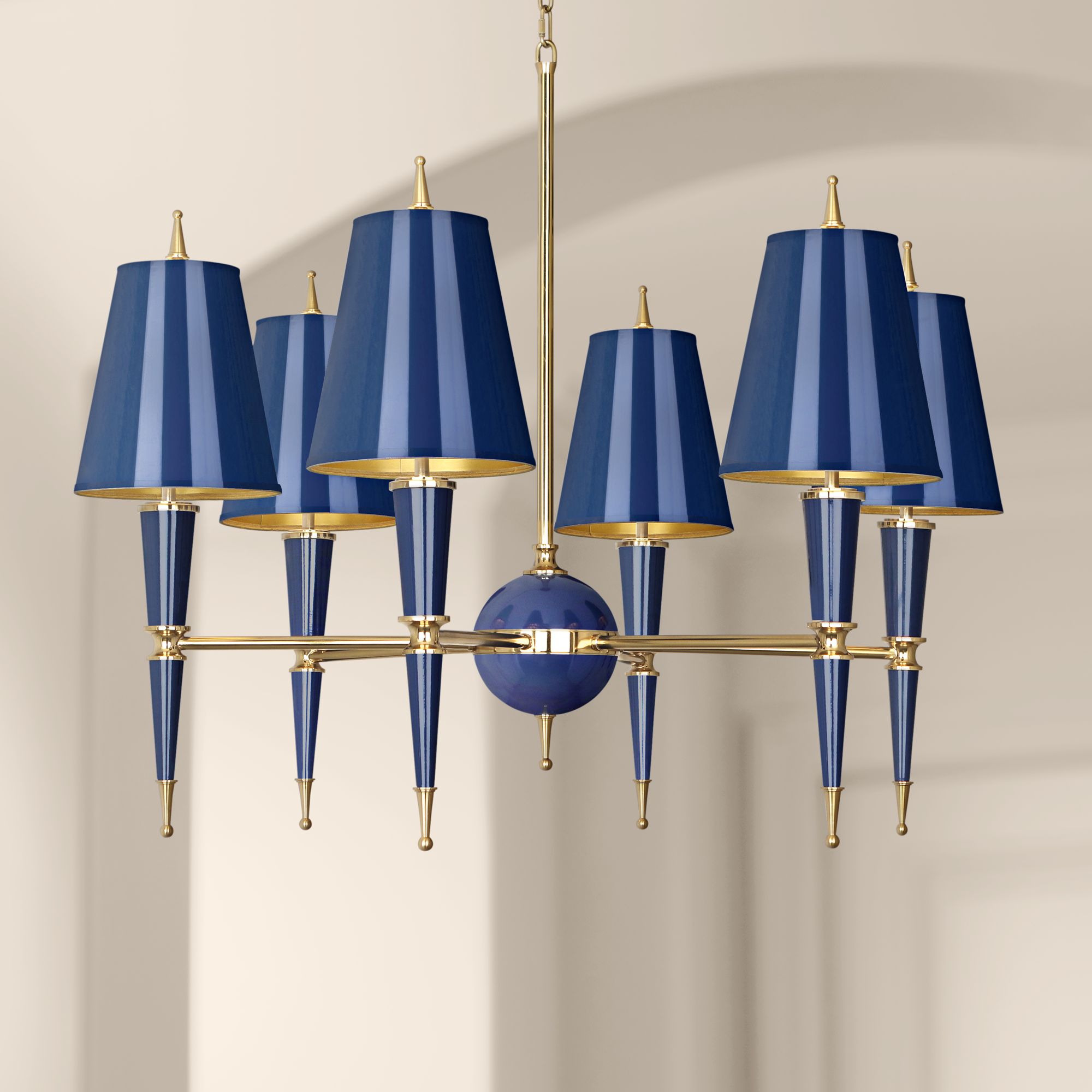 Versailles 36 3/4"W Navy Lacquer and Navy Shade Chandelier 18R60
