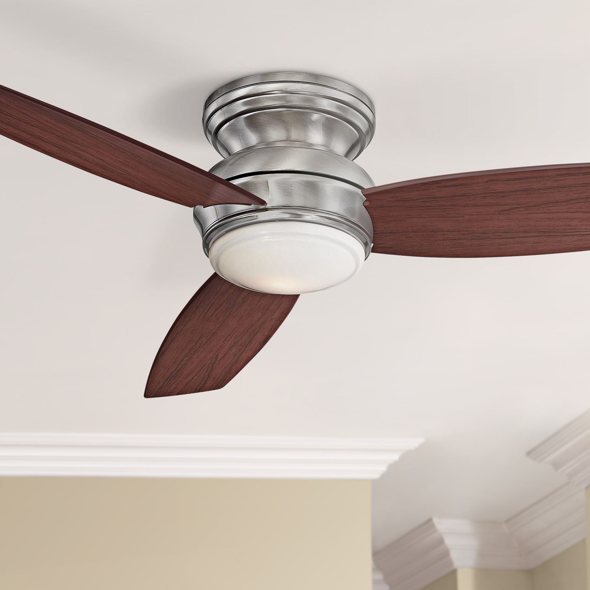 52" Traditional Concept Pewter Flushmount LED Ceiling Fan 19W51