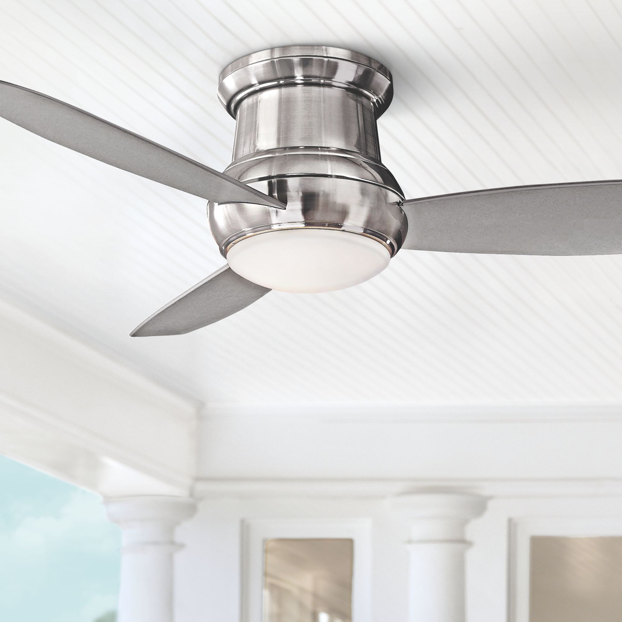 52" Concept II Brushed Nickel Wet Flushmount LED Ceiling Fan 19W64