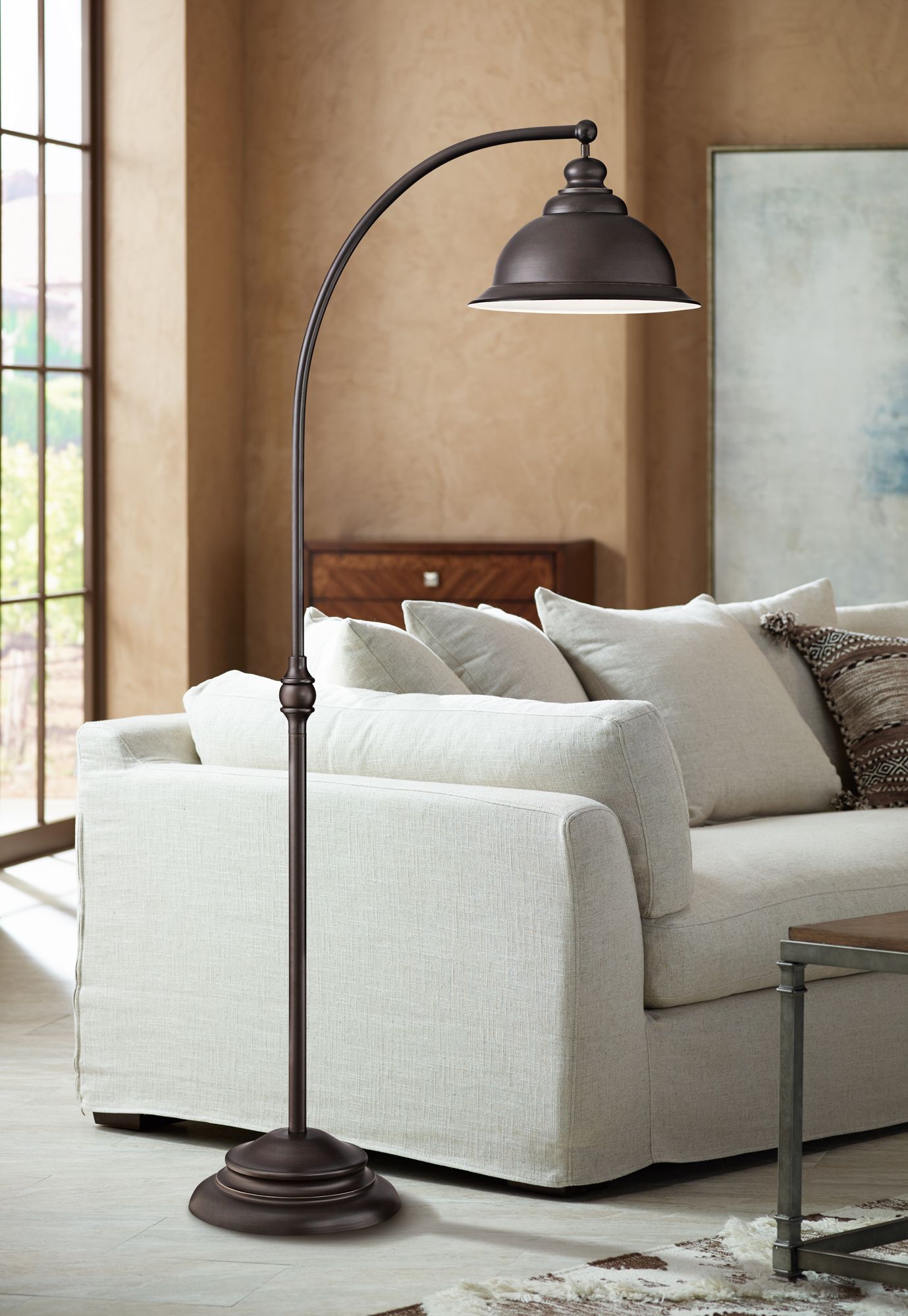 Wyatt II Dark Bronze Arc Floor Lamp 1F209 Lamps Plus