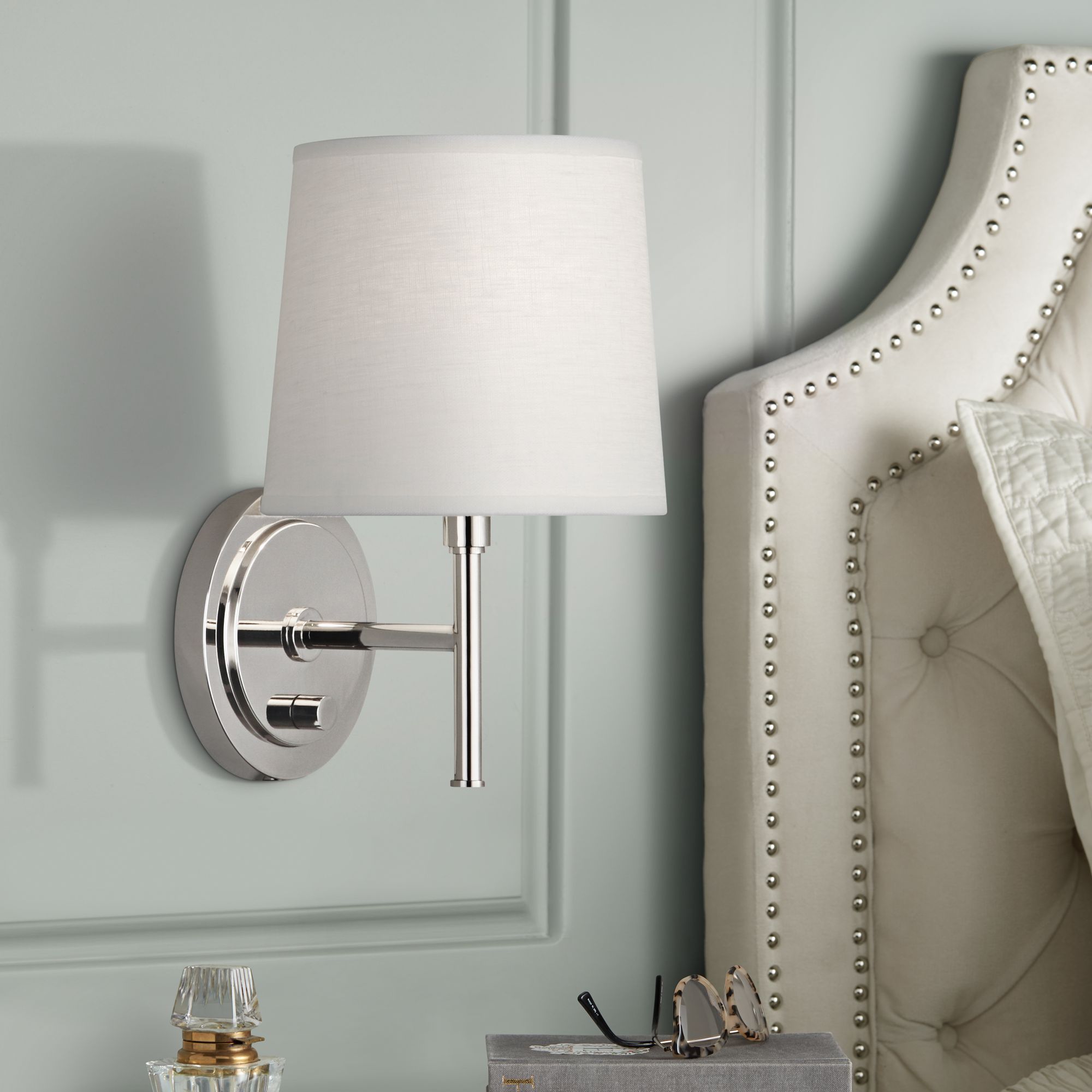Robert Abbey Bandit Polished Nickel PlugIn Wall Sconce 1F758
