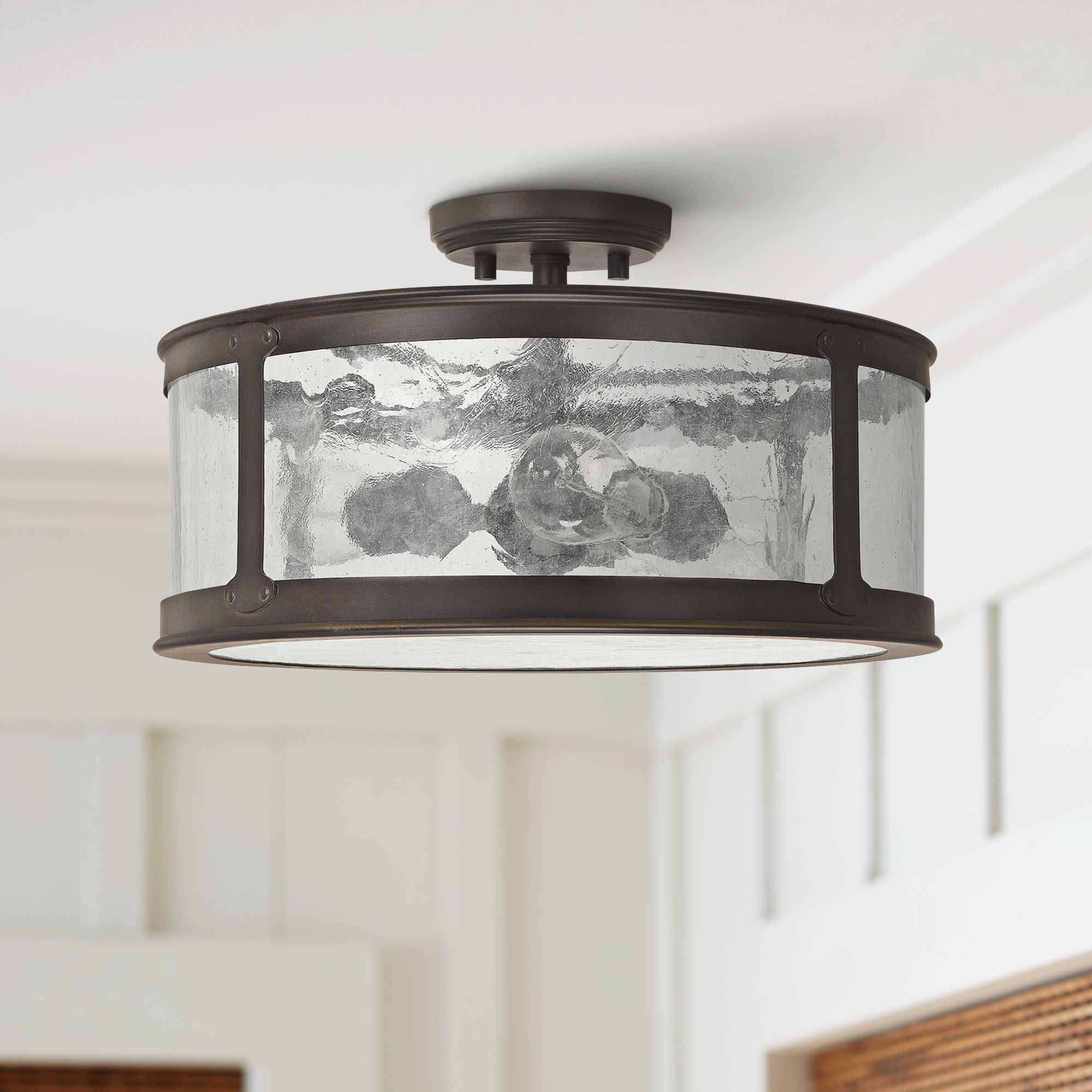 Capital Dylan Glass 16"W Old Bronze Outdoor Ceiling Light 1H536