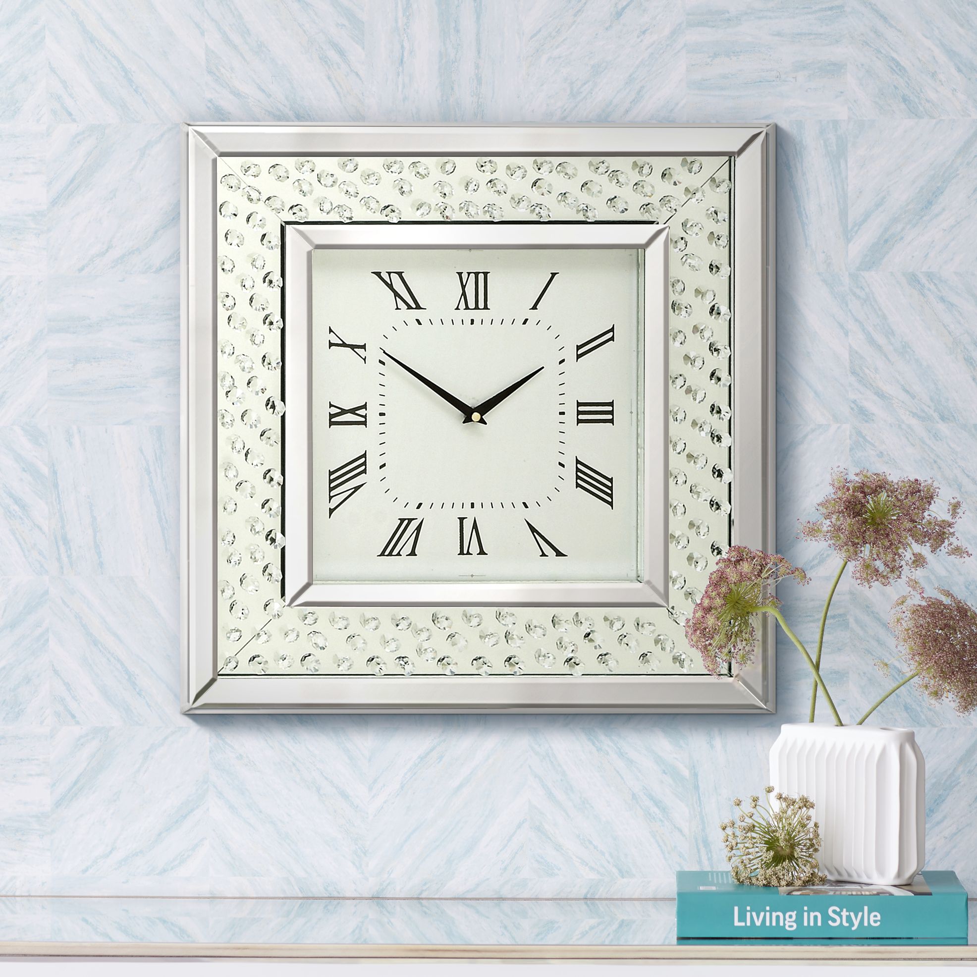 Cielo Mirrored 20" Square Wall Clock 1J303 Lamps Plus