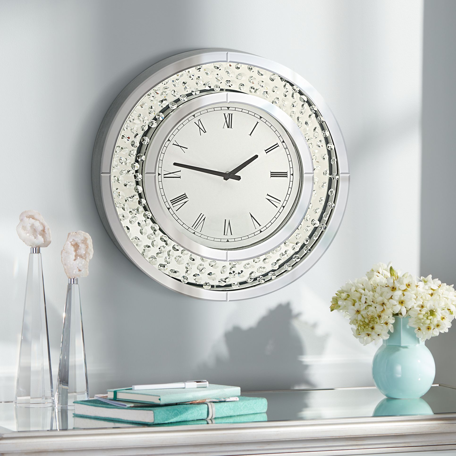 Cielo Mirrored 20" Round Wall Clock 1J304 Lamps Plus