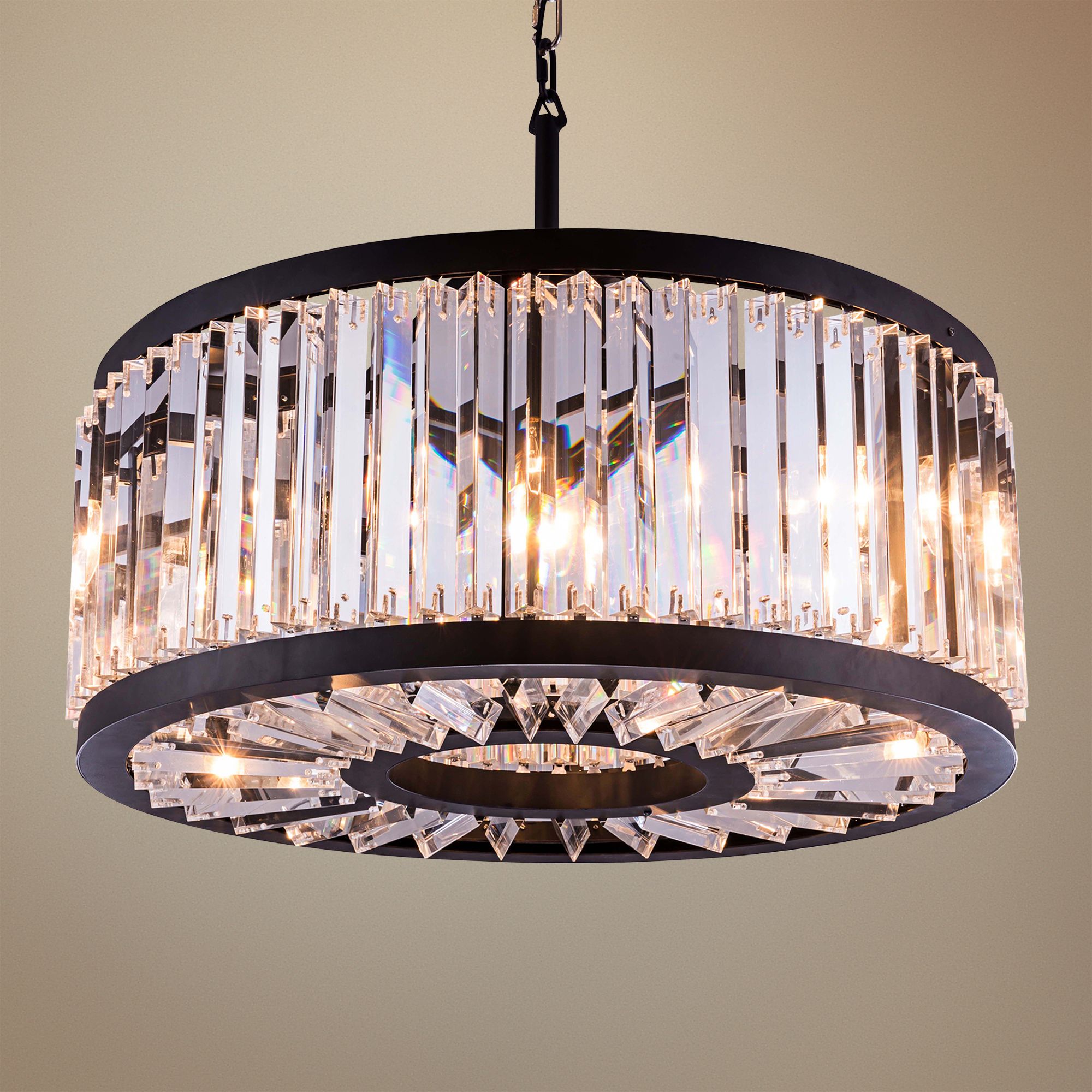 Chelsea Mocha Brass 28" Wide Crystal Pendant Light 1J729 Lamps Plus