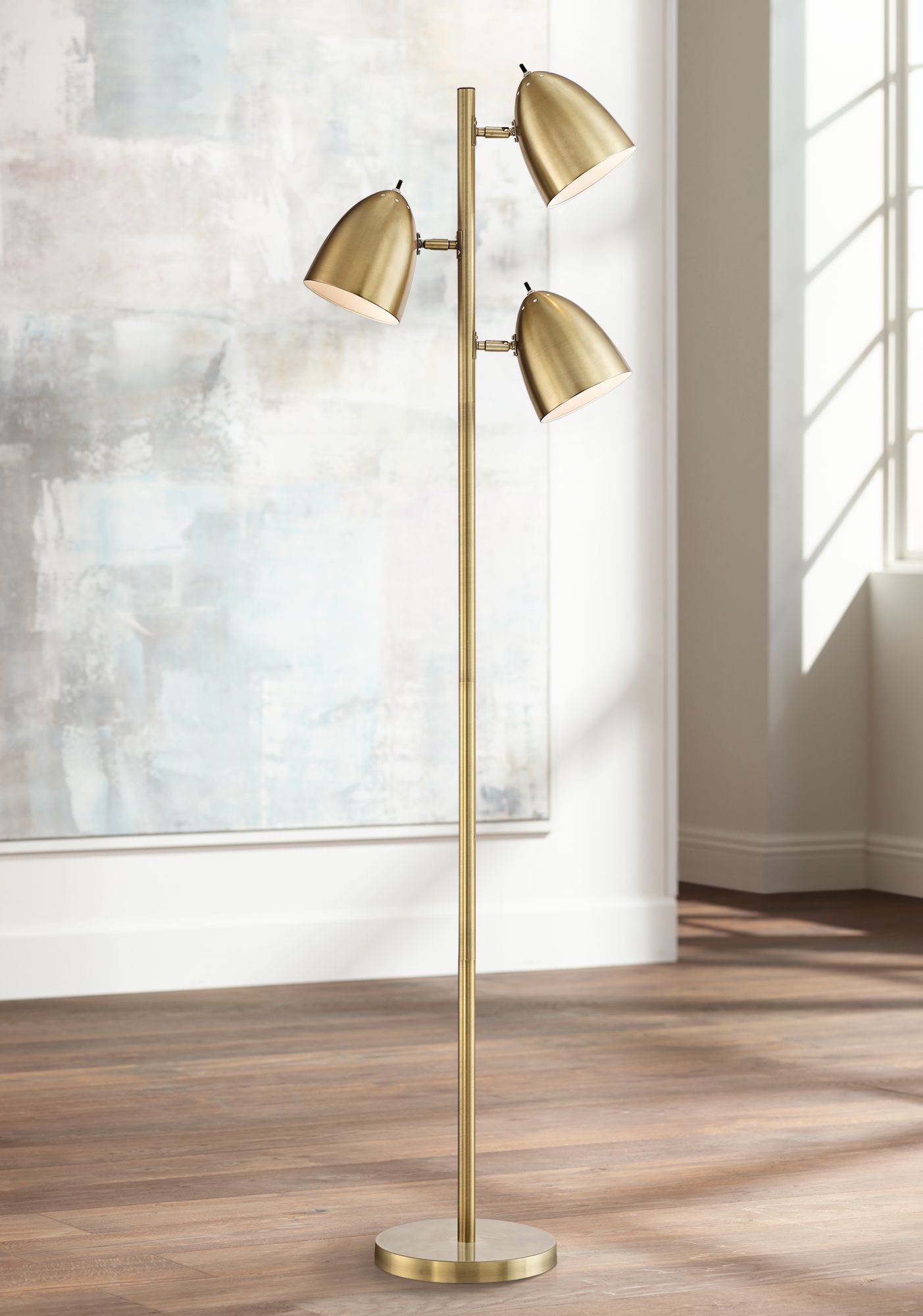 Aaron Aged Brass 3Light Floor Lamp 1K778 Lamps Plus