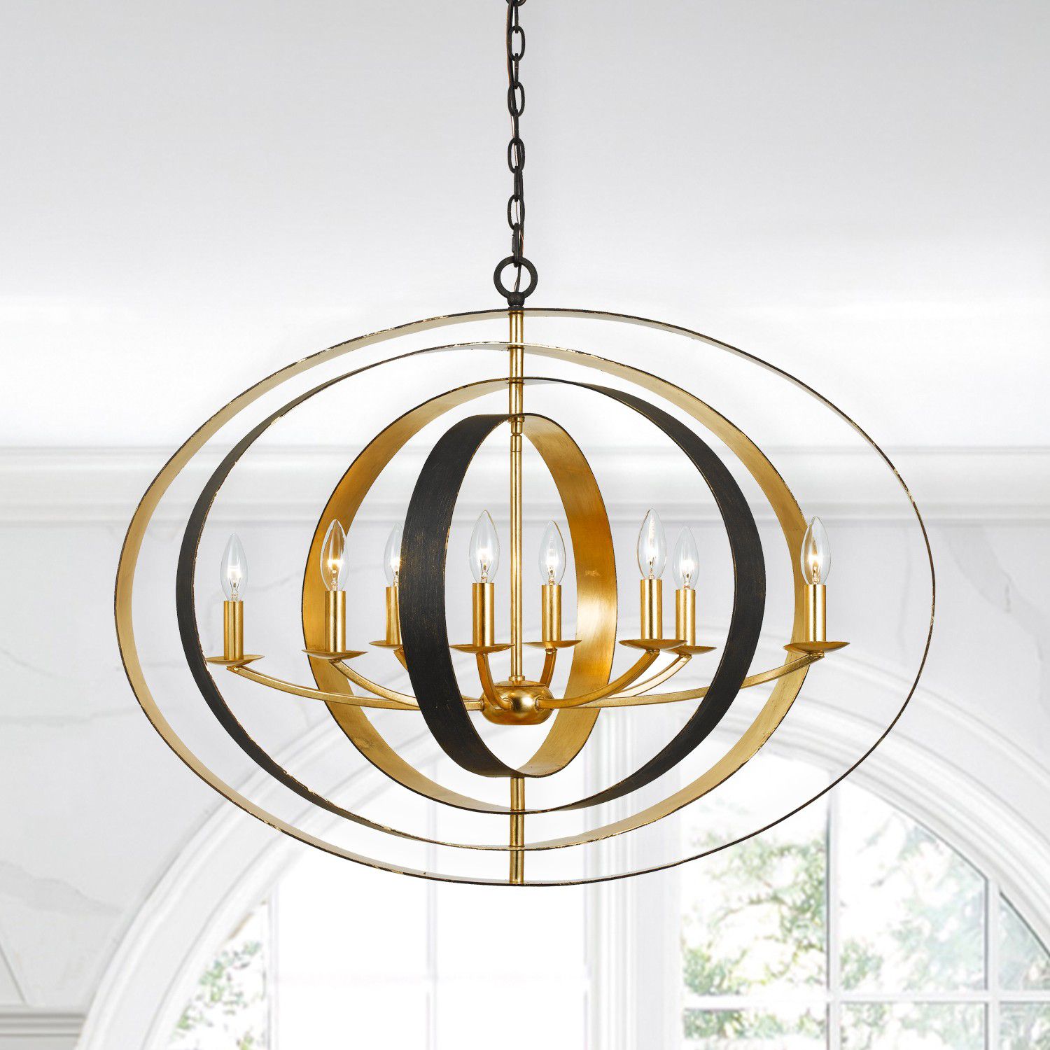 Crystorama Luna 36" Wide Bronze and Gold Oval Chandelier 1P425