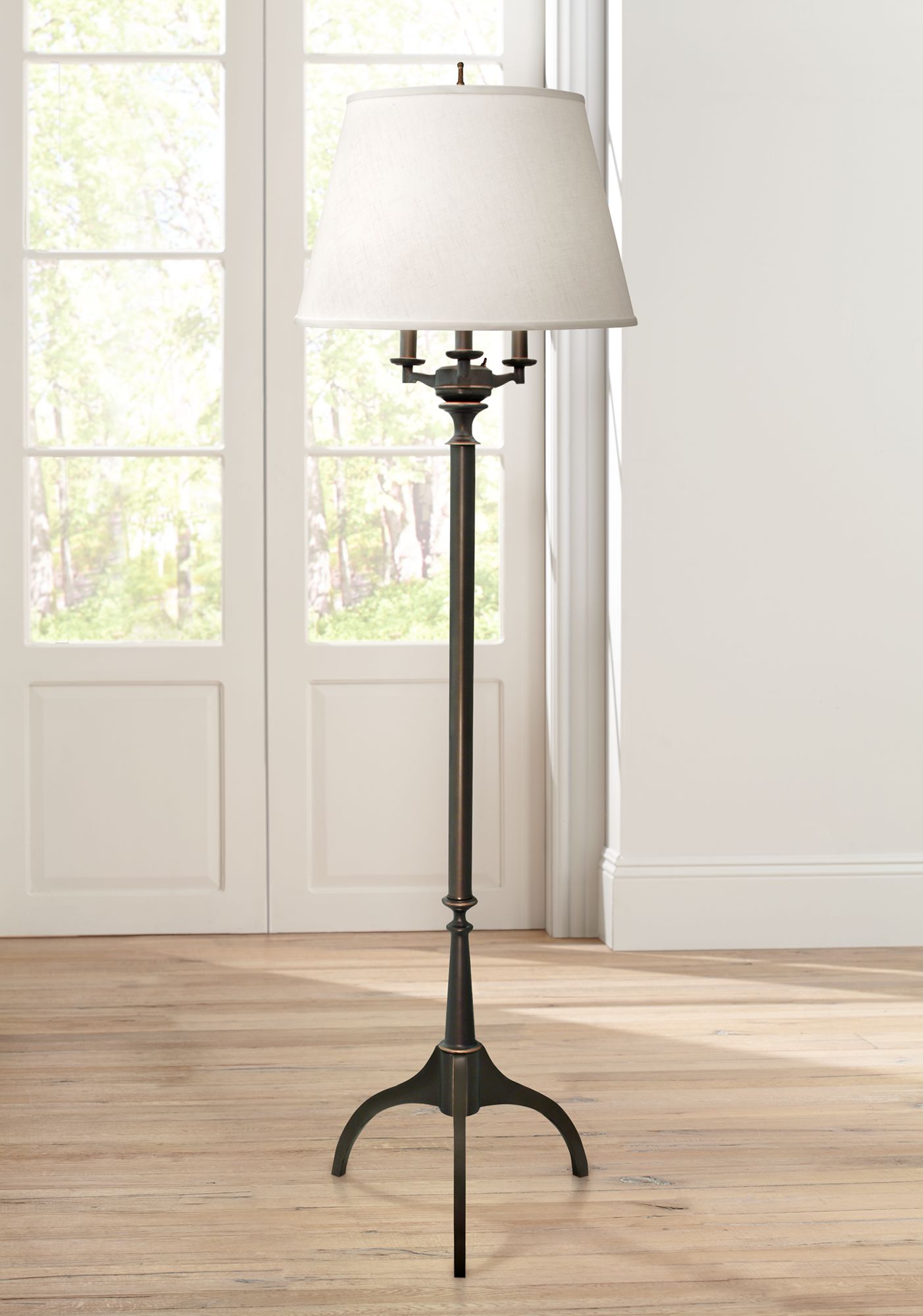 Stiffel Oxidized Bronze 4Light Tripod Metal Floor Lamp 1P645