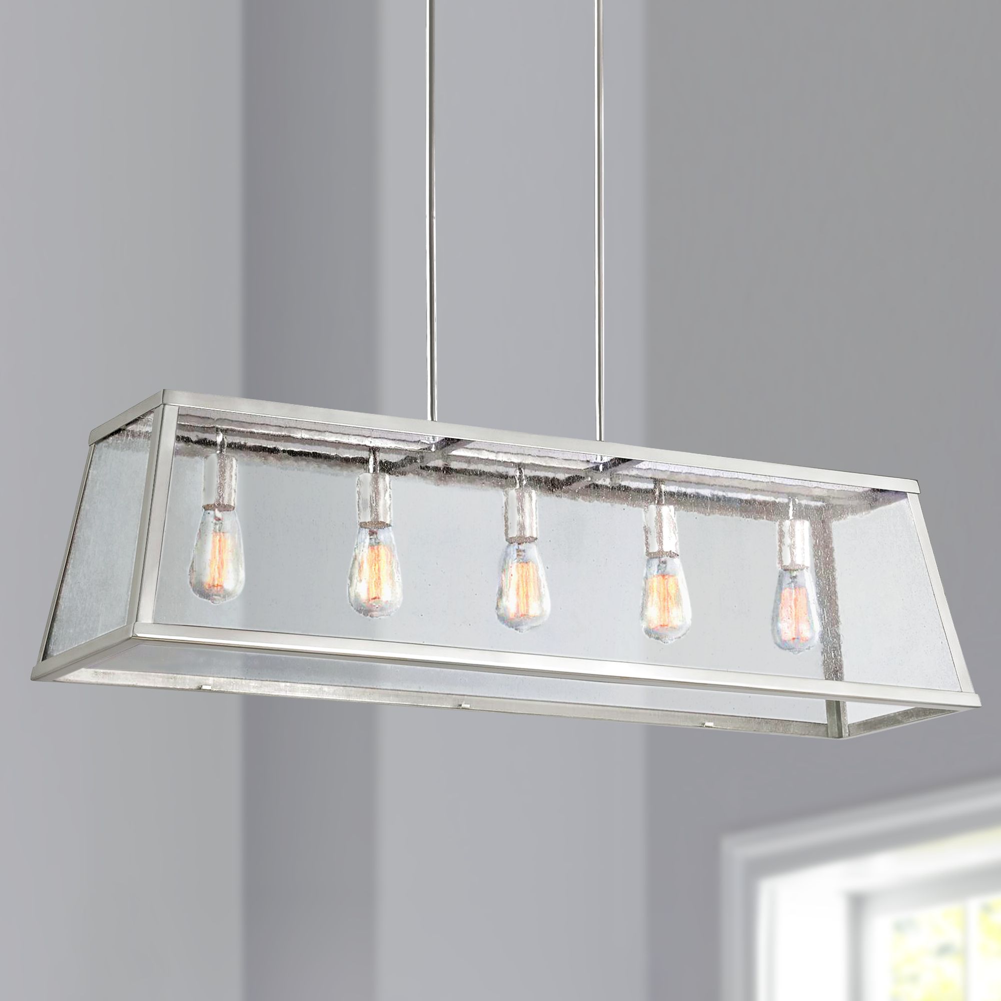 Feiss Harrow 44"W Polished Nickel 5Light Island Pendant 1T848