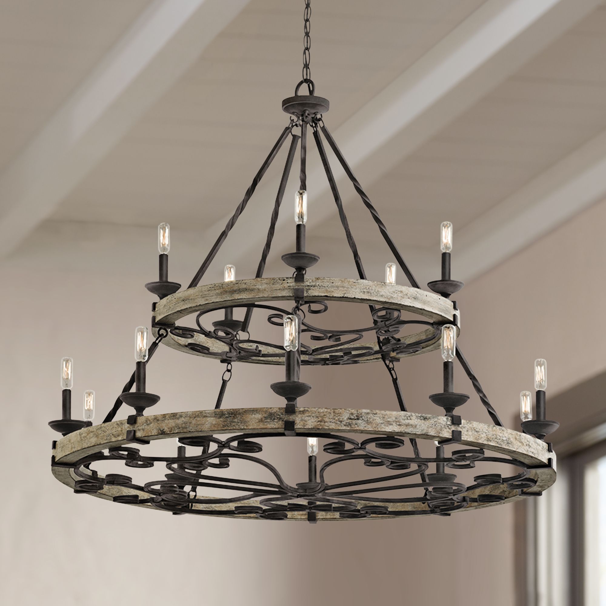 Kichler Taulbee 44" Wide Aged Zinc 15Light Chandelier 1W604 Lamps