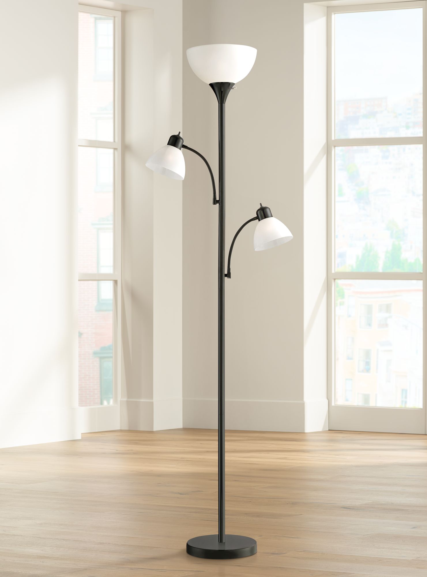Domain_7Ham Black Tree Torchiere 3 Light Floor Lamp
