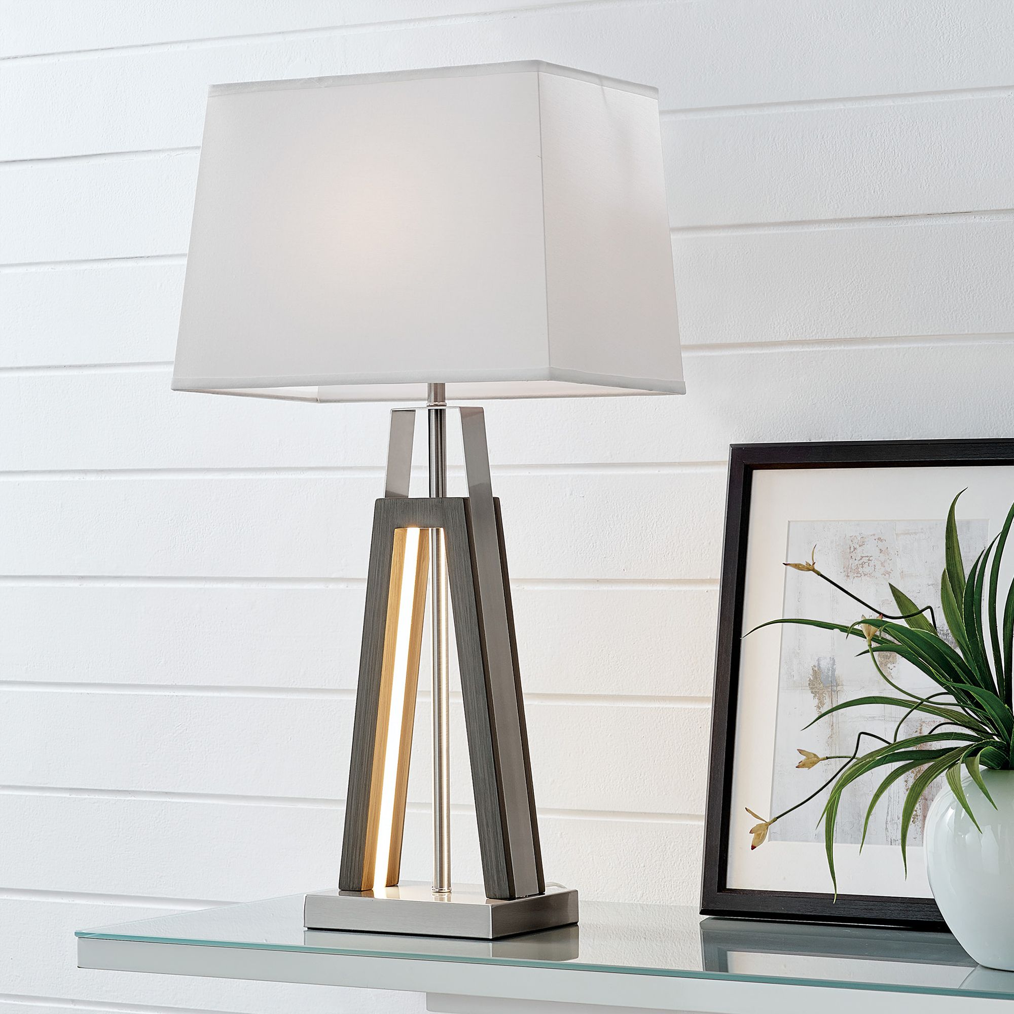 Lite Source Augis Charcoal Gray Table Lamp w/ LED Nightlight 214D0 Lamps Plus