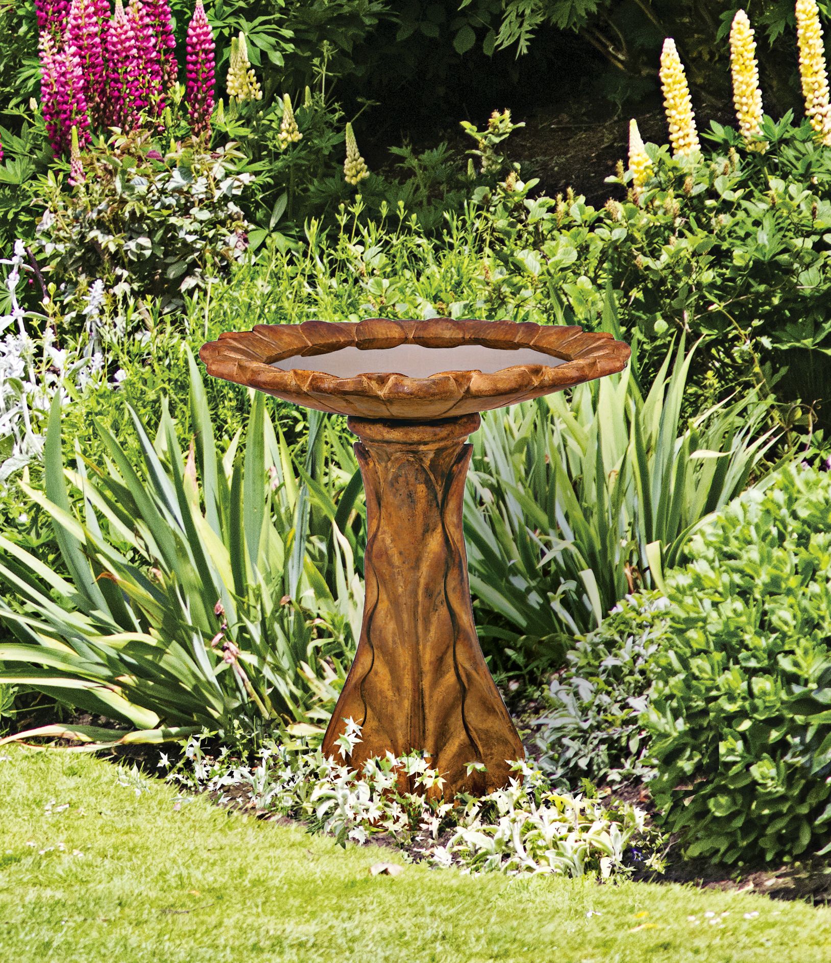 Henri Studio Tapered Petal Cast Stone 31" High Bird Bath 21745