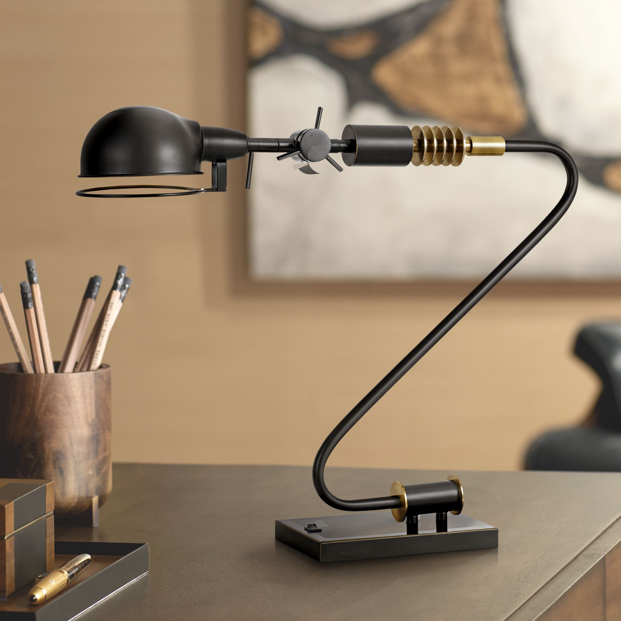 Sagan Dark Bronze Adjustable Desk Lamp 23E87 Lamps Plus