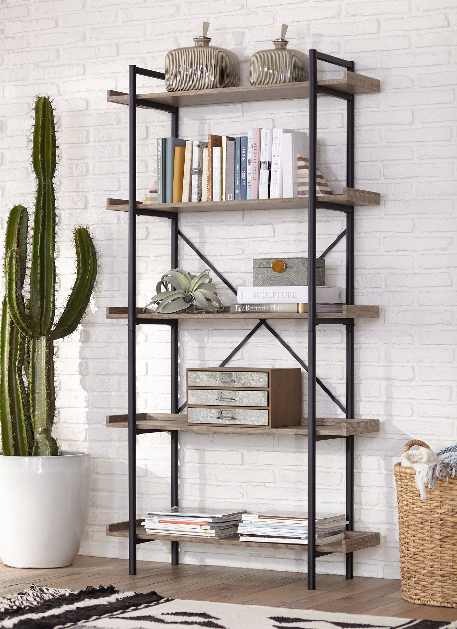 Urban Pipe 68" High Gray Driftwood 5Shelf Bookshelf 24W84 Lamps Plus