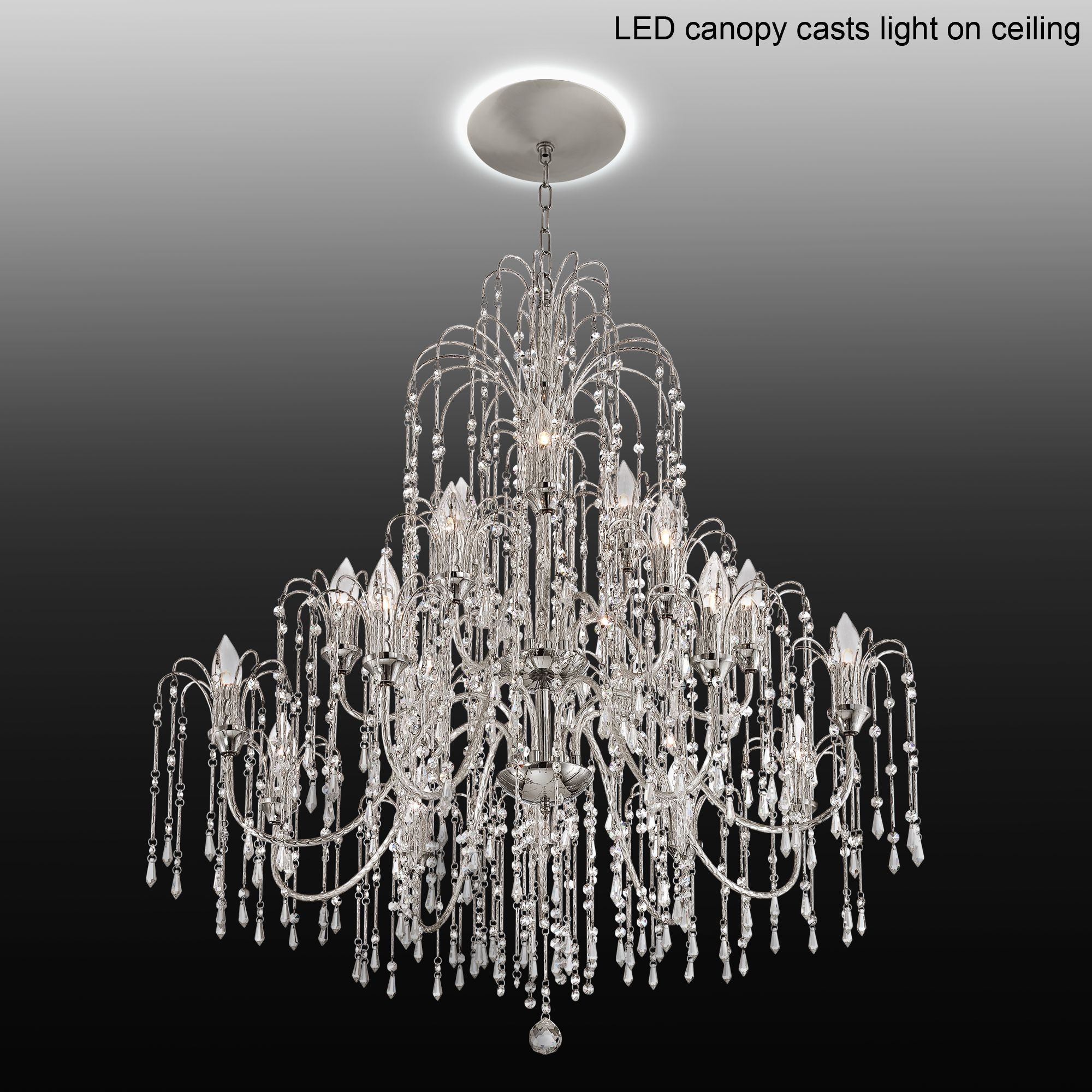 Crystal Rain 37"W Crystal Chandelier with LED Canopy 26T18 Lamps Plus