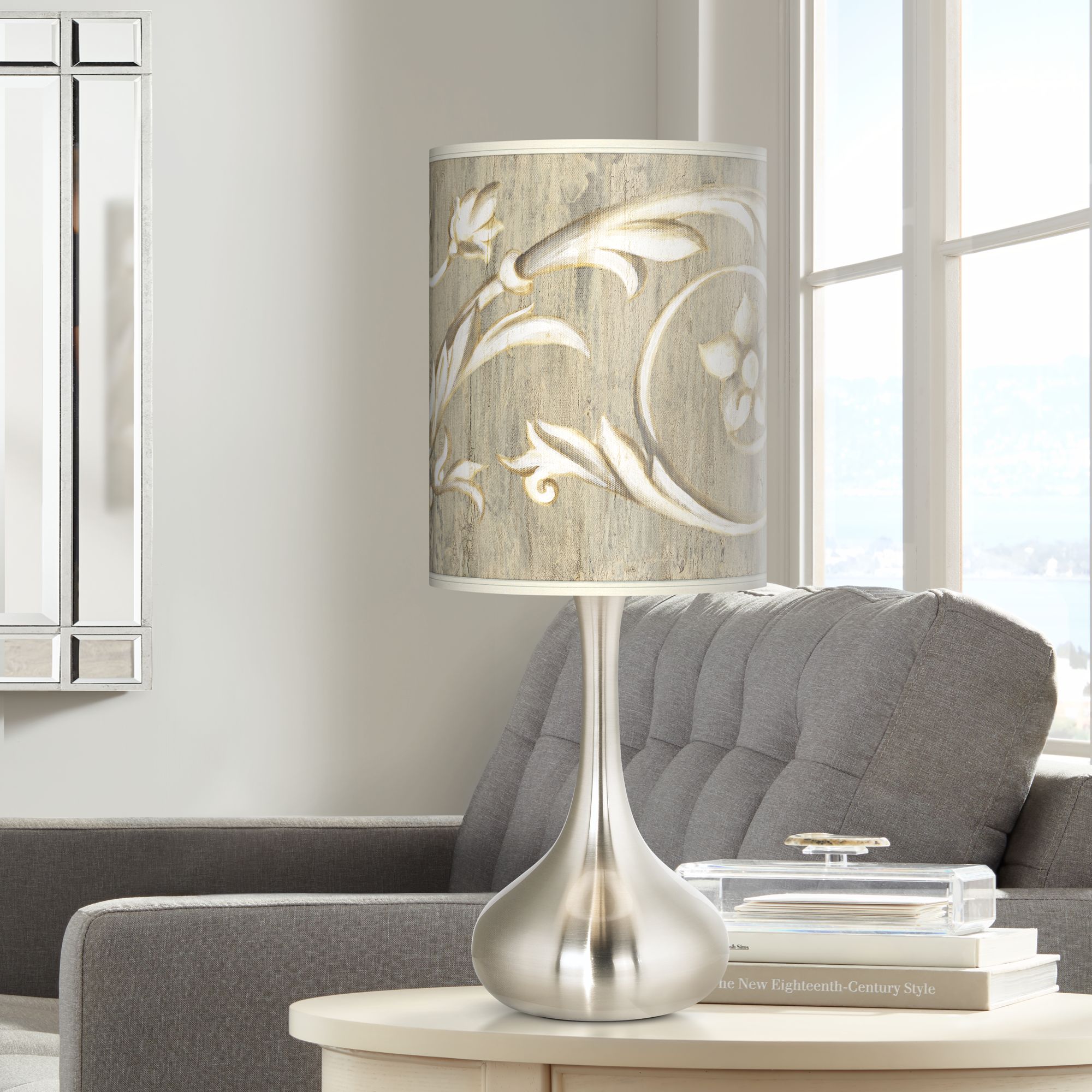Laurel Court Brushed Nickel Court Droplet Table Lamp 27R77 Lamps Plus