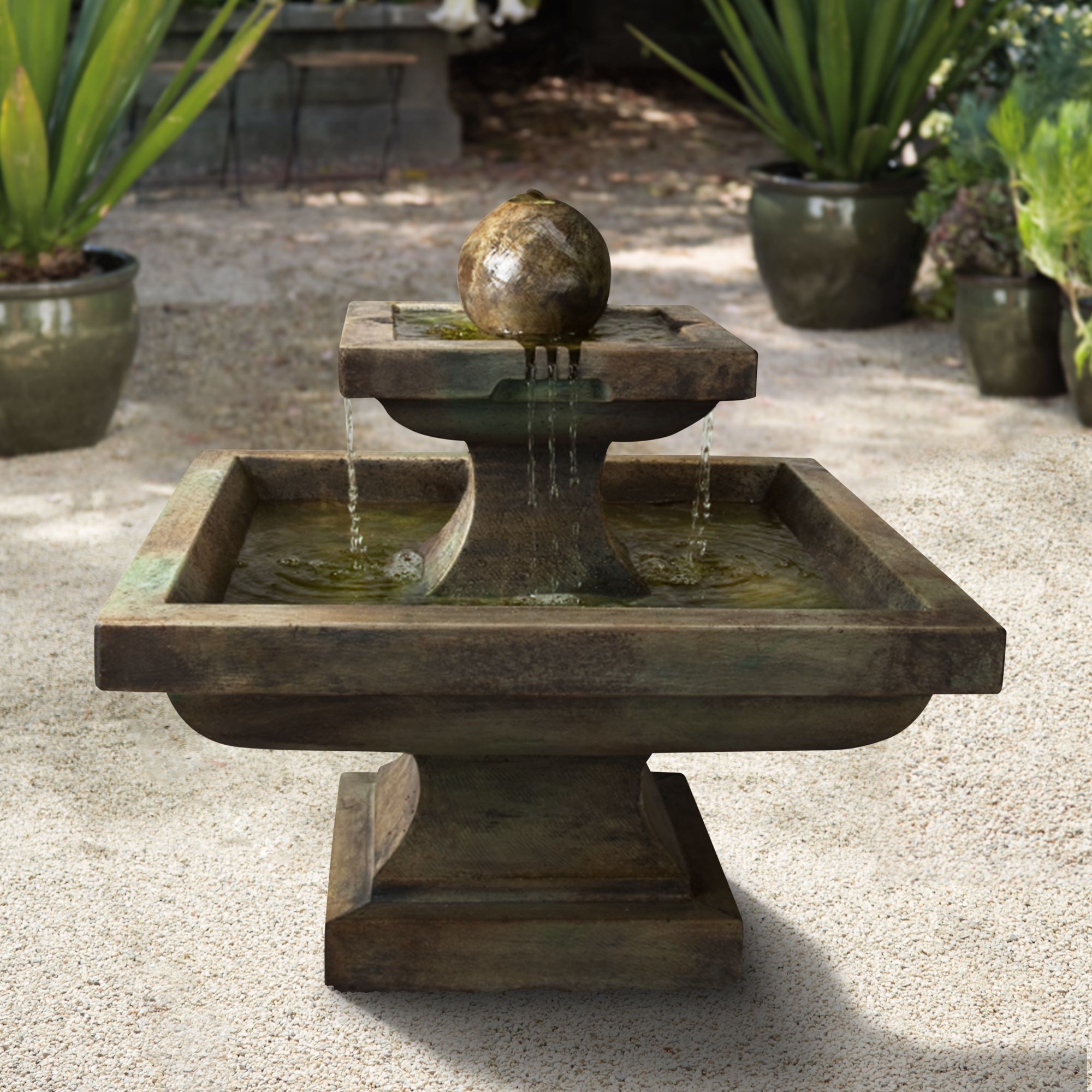 Henri Studio 24" High Relic Nebbia Low Equinox Fountain 2H077