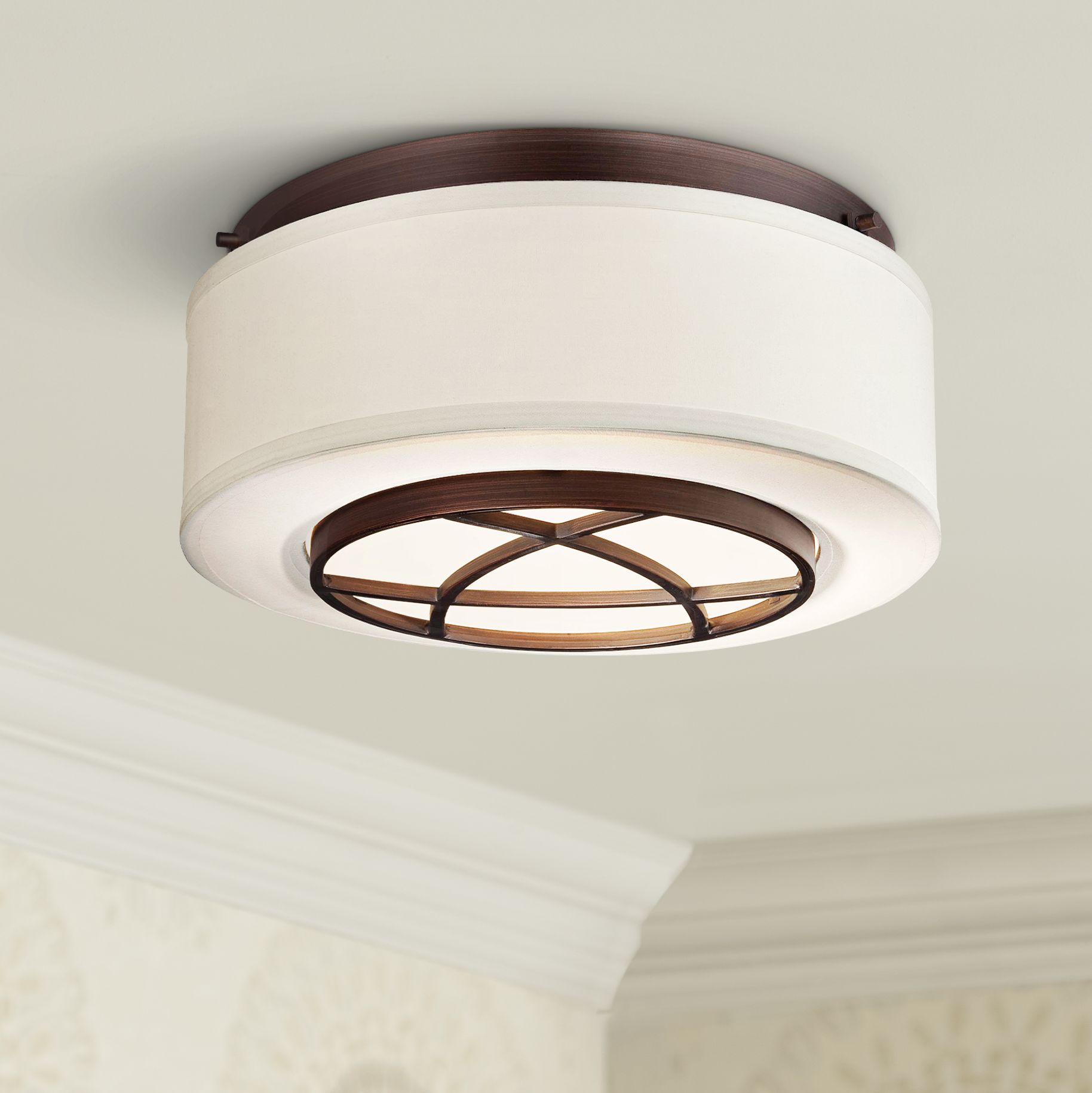 City Club 15" Wide Brushed Bronze Flushmount Ceiling Light 2W925