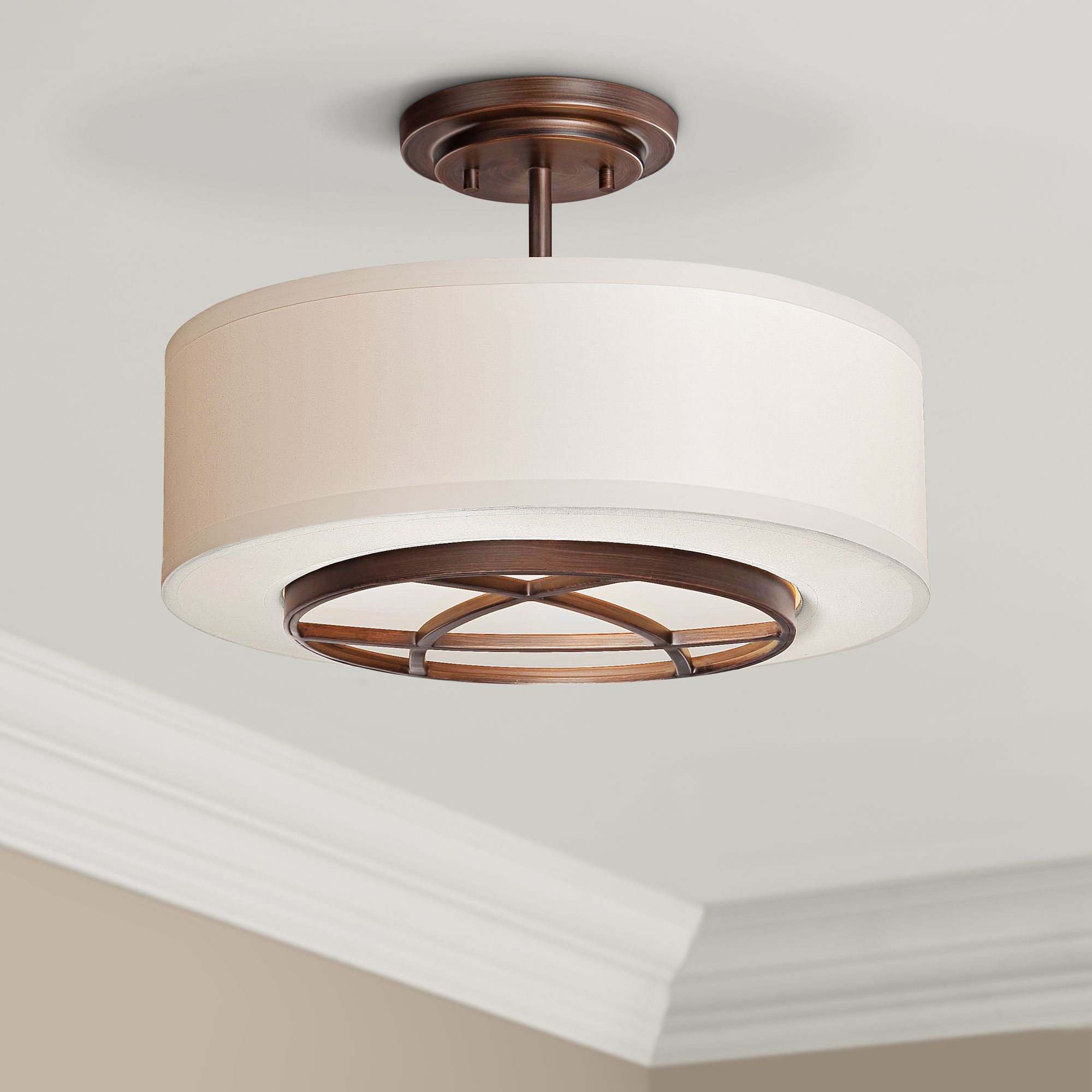 City Club 15" Wide Brushed Bronze Semi-Flush Ceiling Light - #2W928