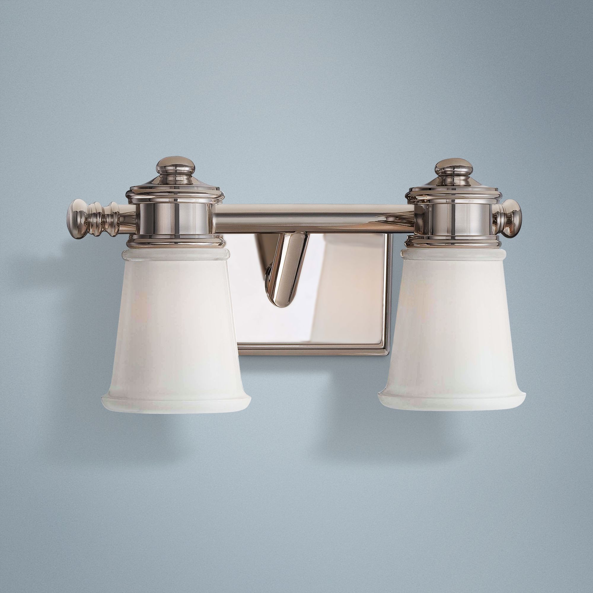 Transitional 13 1/2" Wide Polished Nickel 2Light Bath Light 2W969