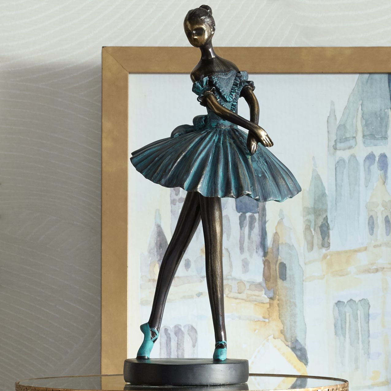 Ballerina 12" High Decorative Sculpture in Verde Bronze 2X013
