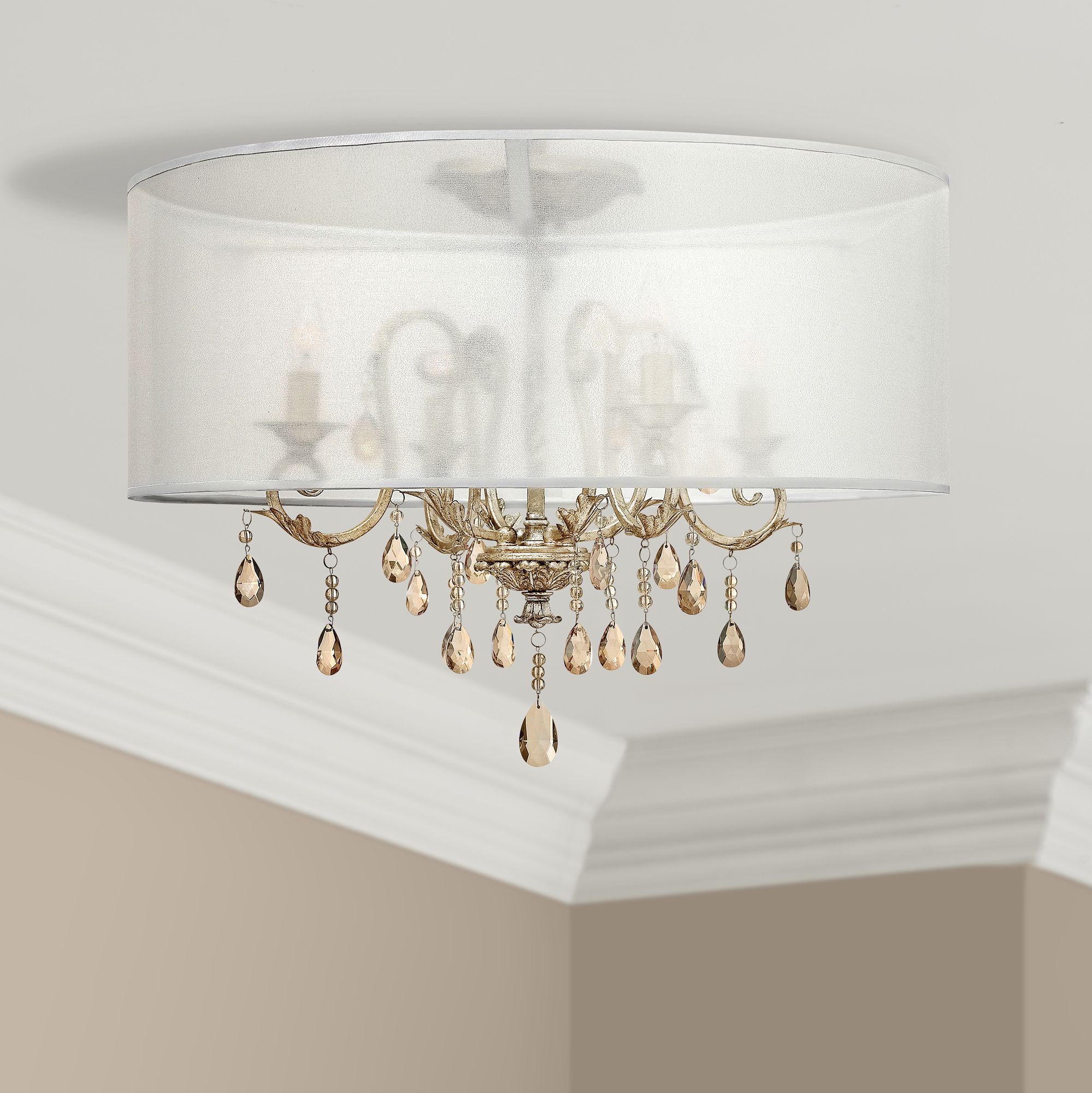 Hinkley Carlton 24" Wide Silver Leaf Ceiling Light 2X484 Lamps Plus