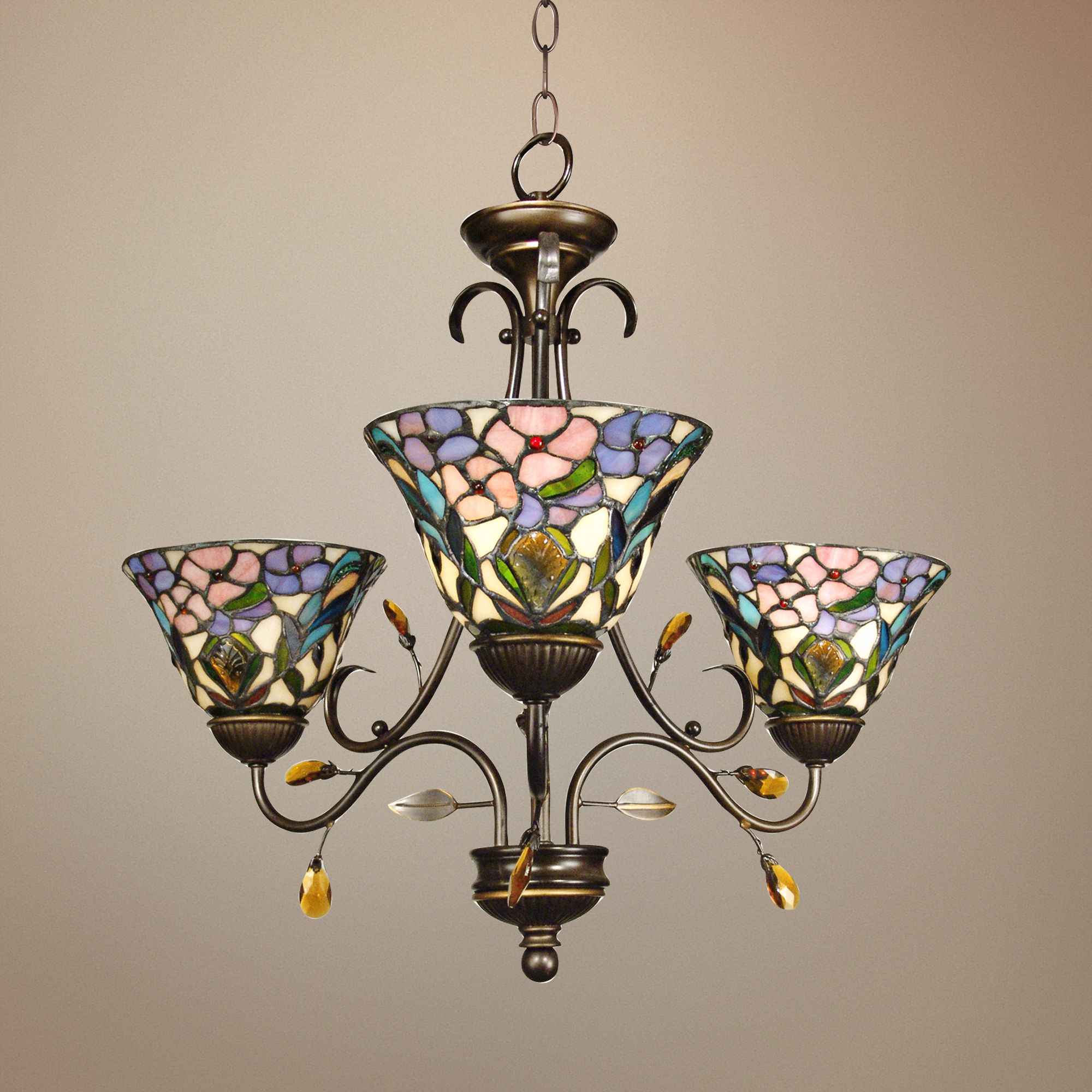 Peony Art Glass 24" Wide Dale Tiffany Chandelier 2Y406 Lamps Plus
