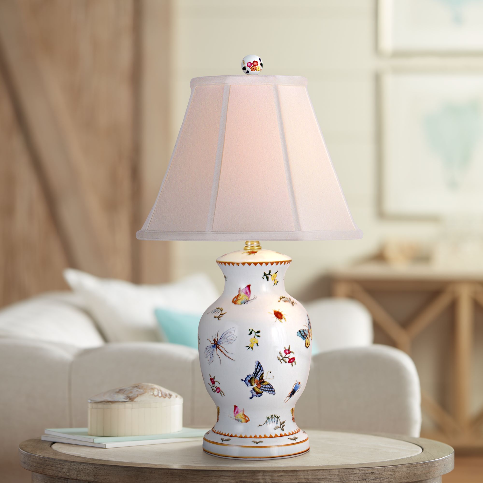 Insects And Flowers Porcelain Vase Table Lamp 2Y526 Lamps Plus