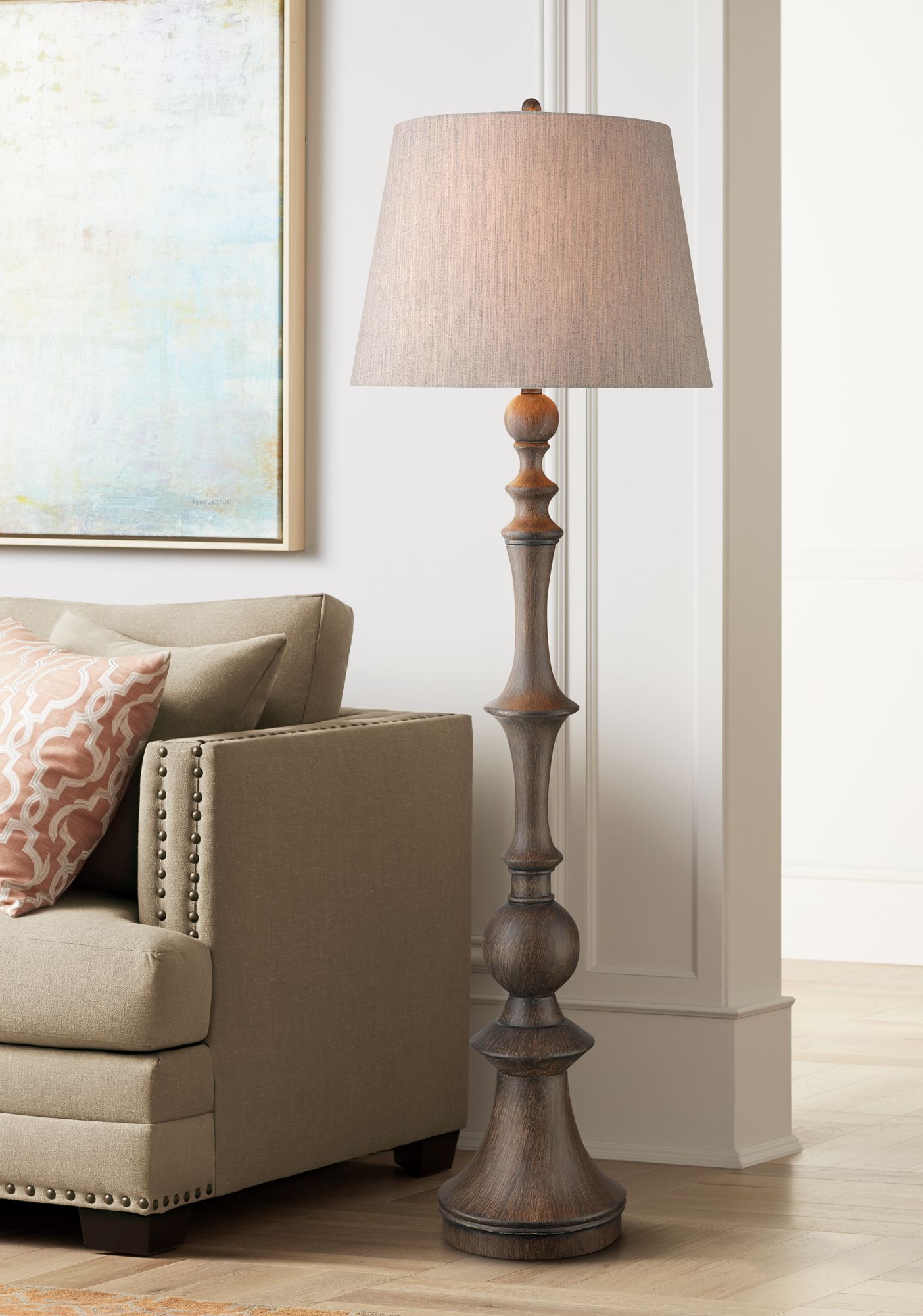 Rhinebeck Hull Aged Wood Column Floor Lamp 324R0 Lamps Plus